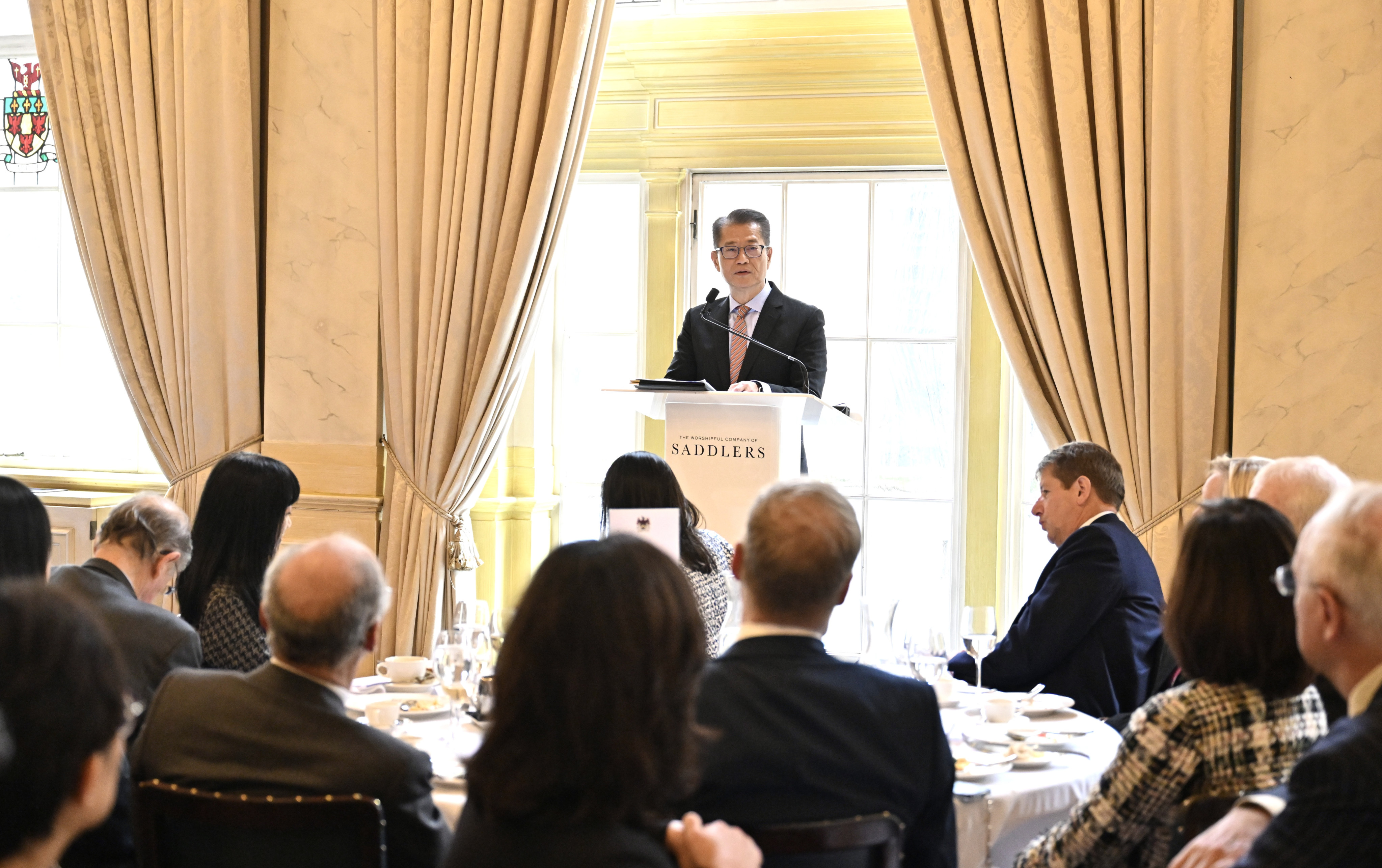 Financial Secretary Paul Chan speaks to more than 120 business and political leaders during a London trade visit. Photo: Handout