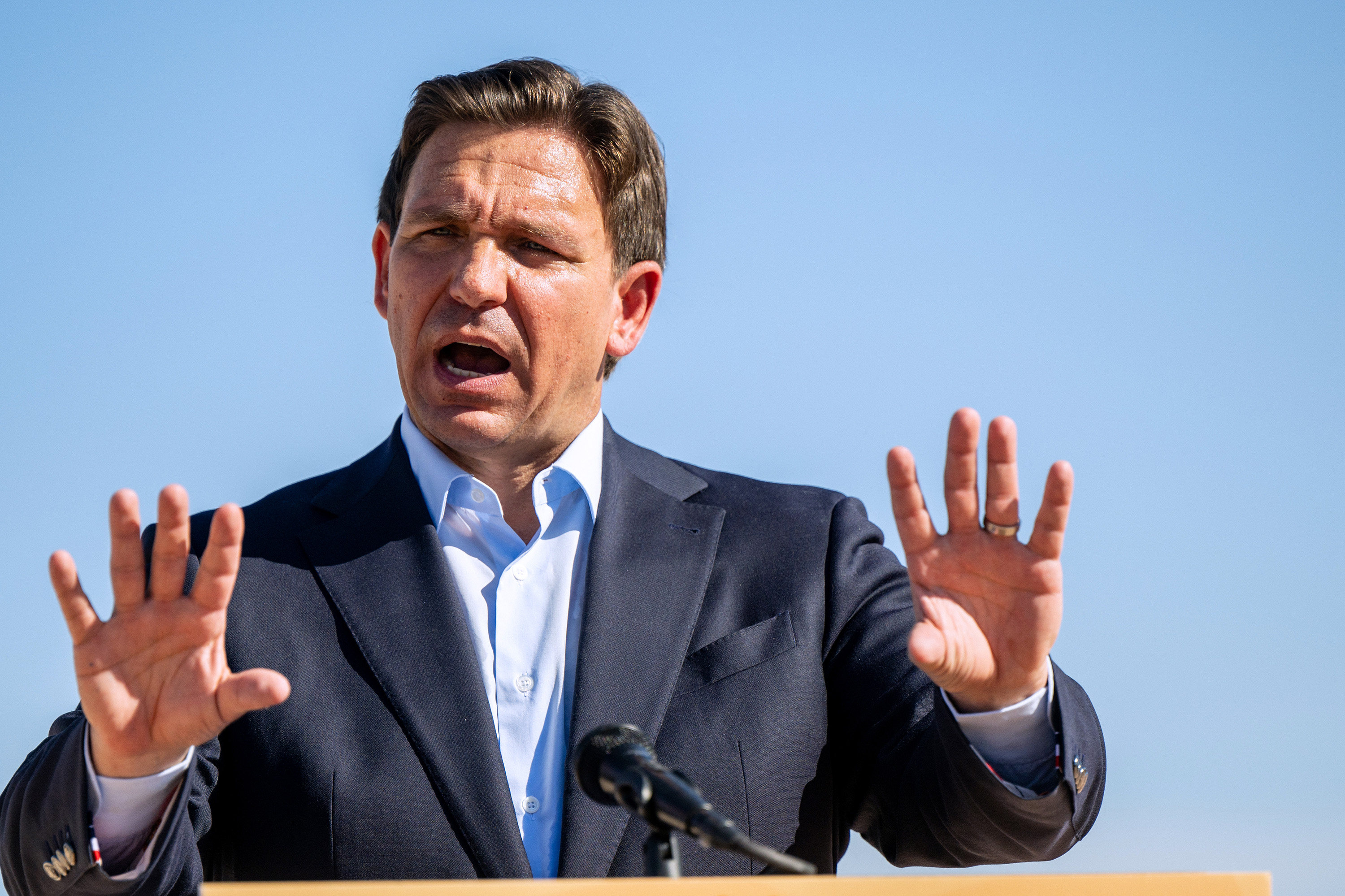 Florida Governor Ron DeSantis speaks during a campaign event in Midland, Texas, on Wednesday. Photo: TNS