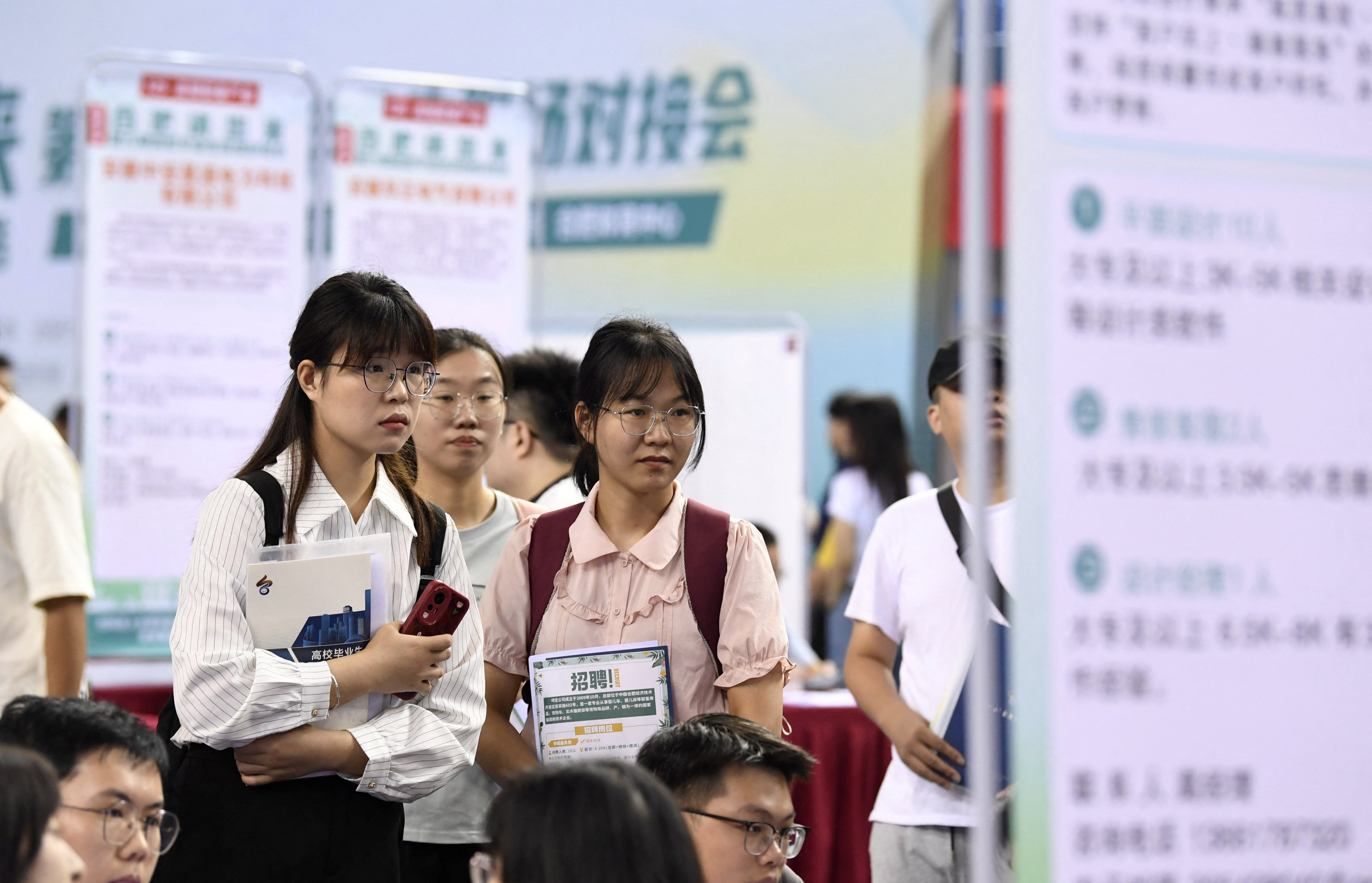 Young people attend a job fair for university graduates in Hefei, Anhui province, on September 4. Photo: Reuters