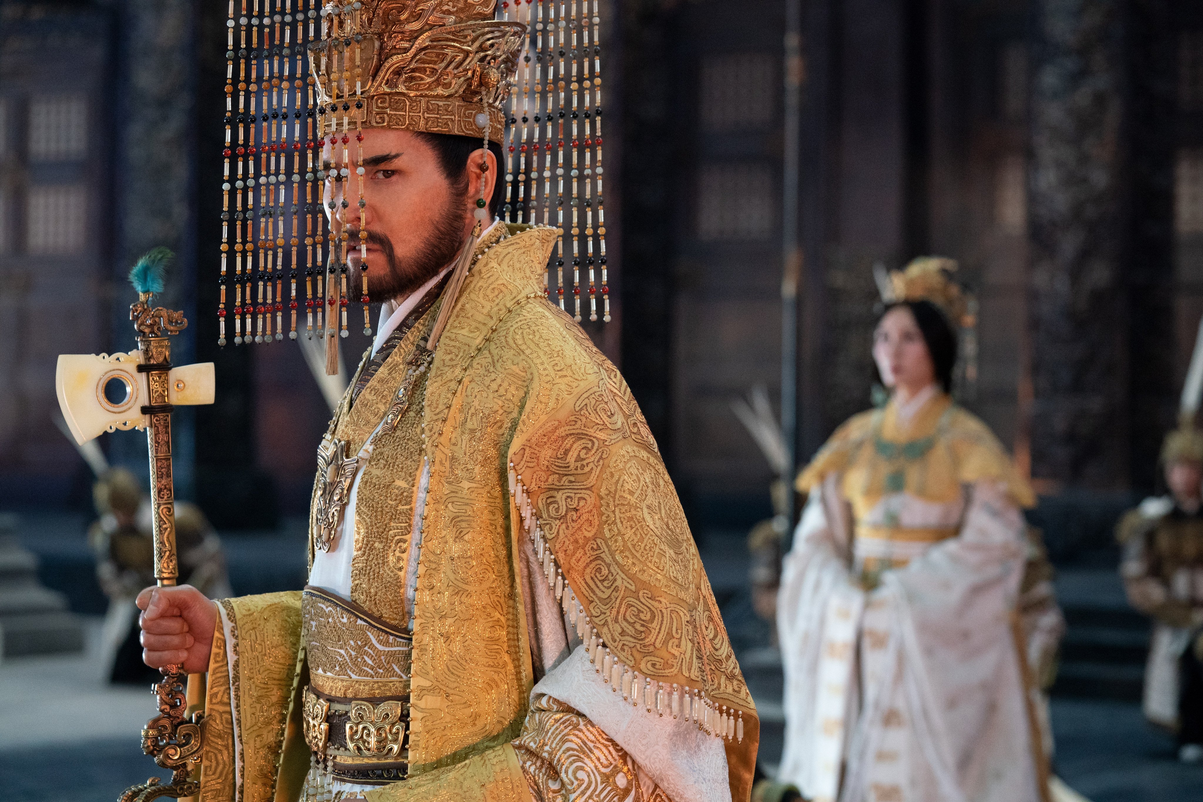 Kris Phillips as power-hungry Lord Yin Shou in a still from “Creation of the Gods I: Kingdom of Storms” (category: IIB Mandarin. Directed by Wuershan.