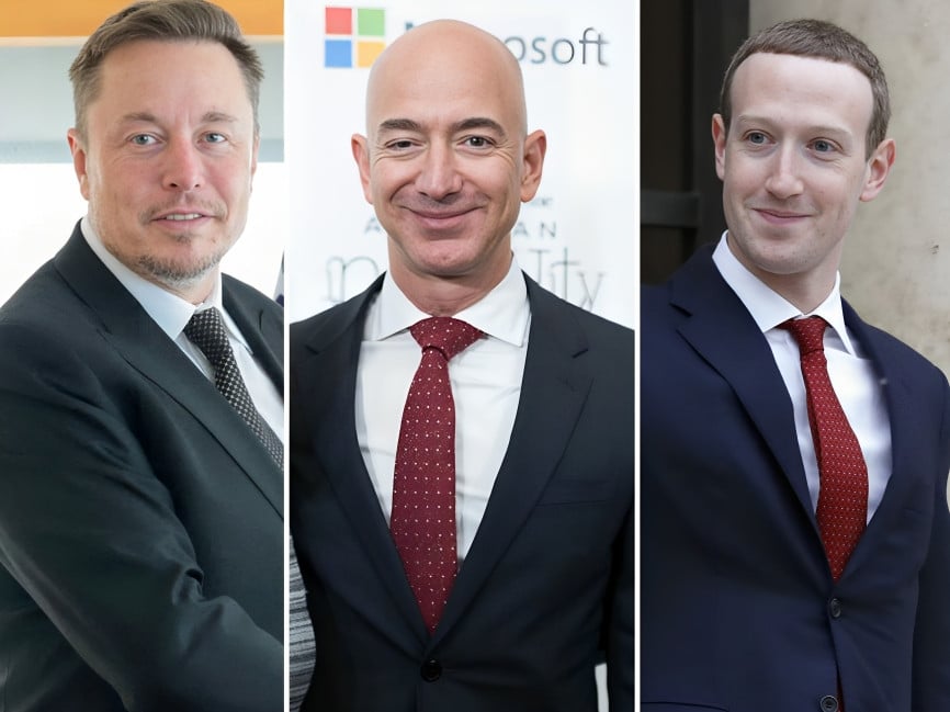 Elon Musk, Jeff Bezos and Mark Zuckerberg are all billionaires who saw their fortunes rise the most in 2023. Photos: Xinhua, Twitter, Reuters