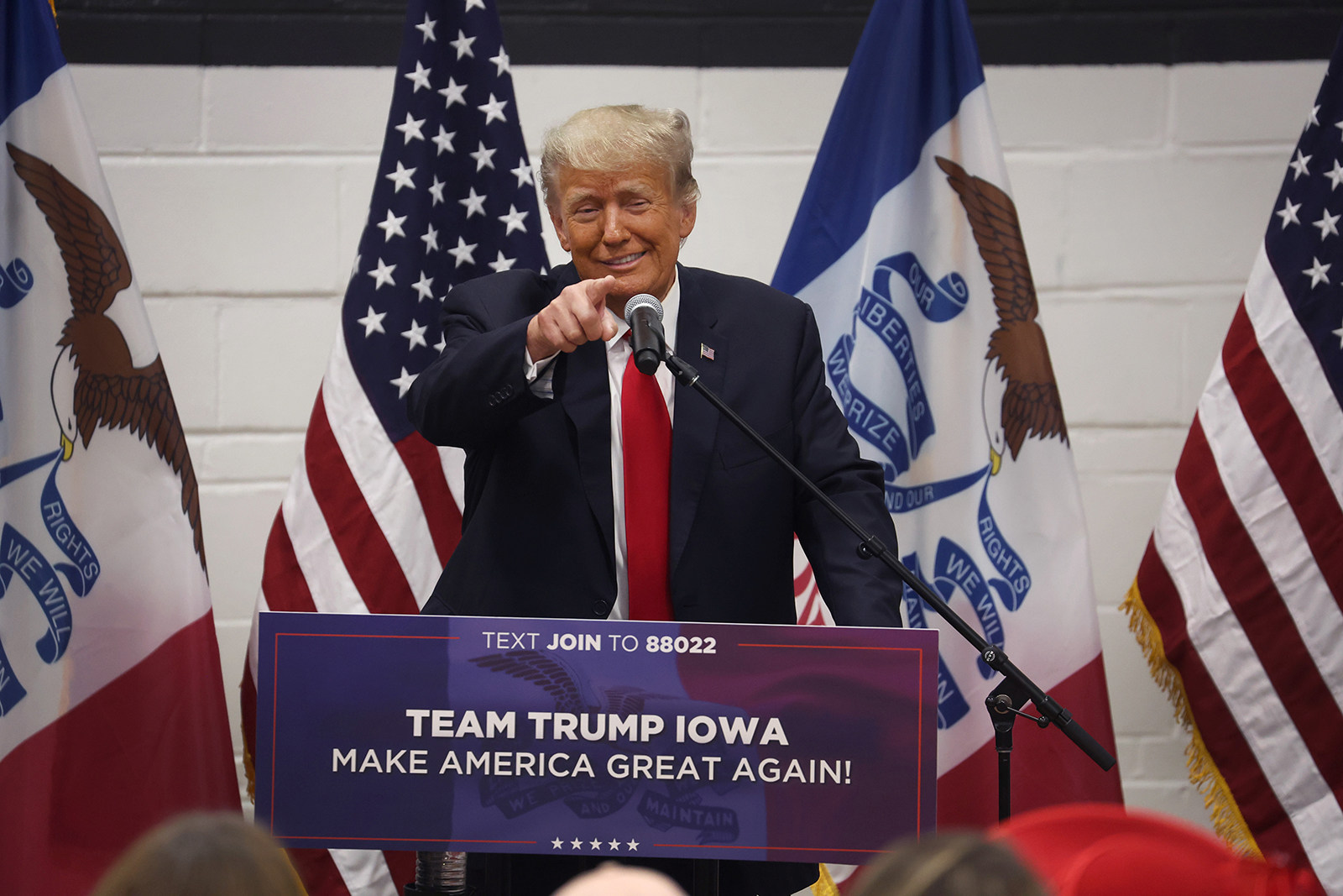 Former US president Donald Trump in Iowa in June. Photo: Getty Images / TNS