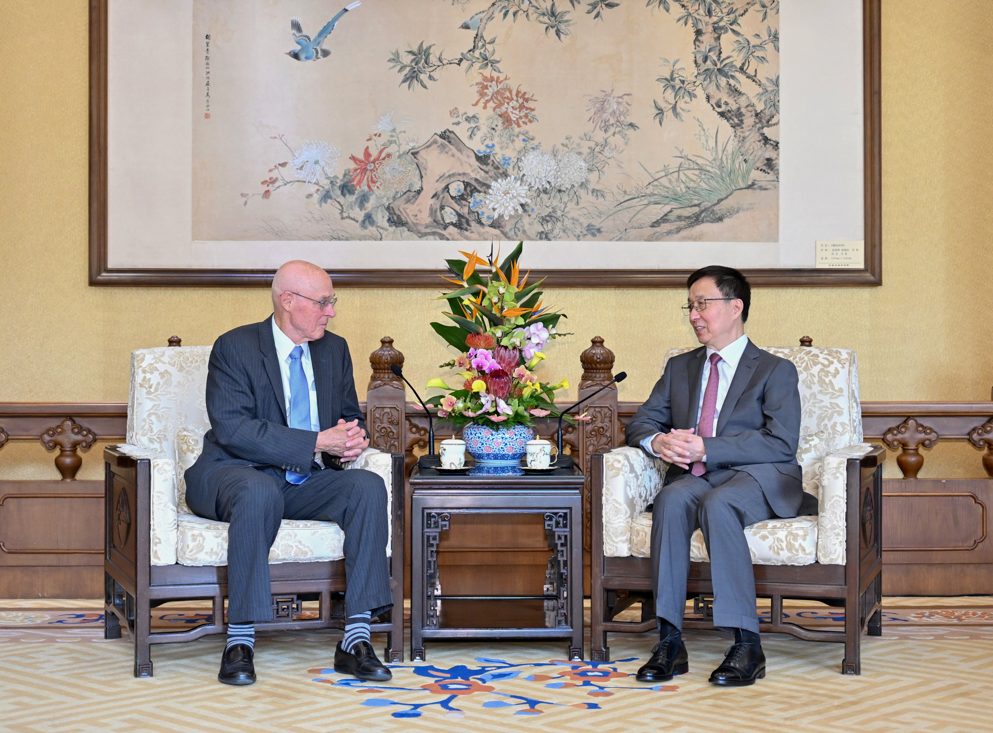 China’s Vice-President Han Zheng met with former treasury secretary Henry Paulson in Beijing, September 26, 2023. Photo: Xinhua