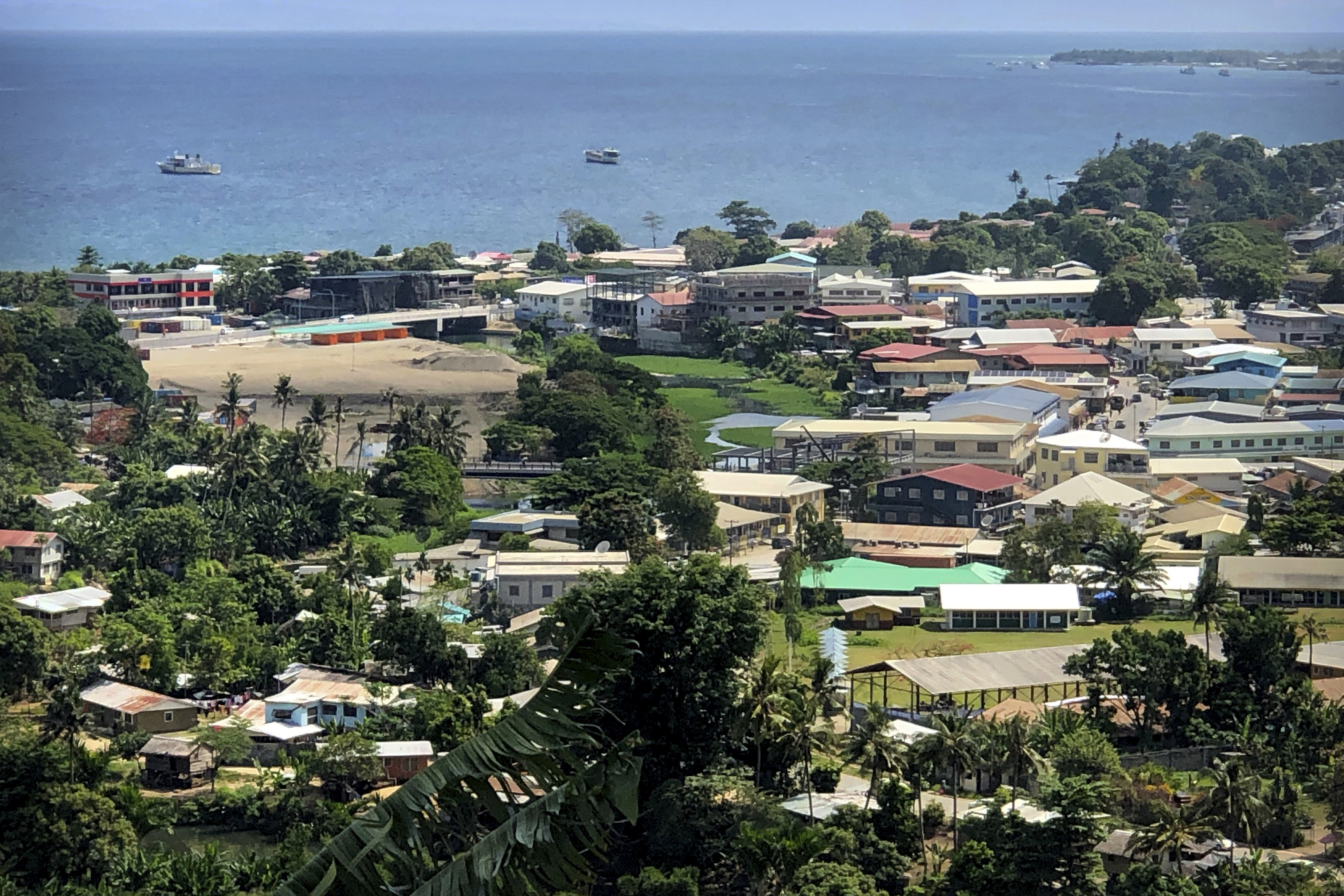 FILE : Ships are docked offshore in Honiara, the capital of the Solomon Islands on November 24, 2018. Photo: AP