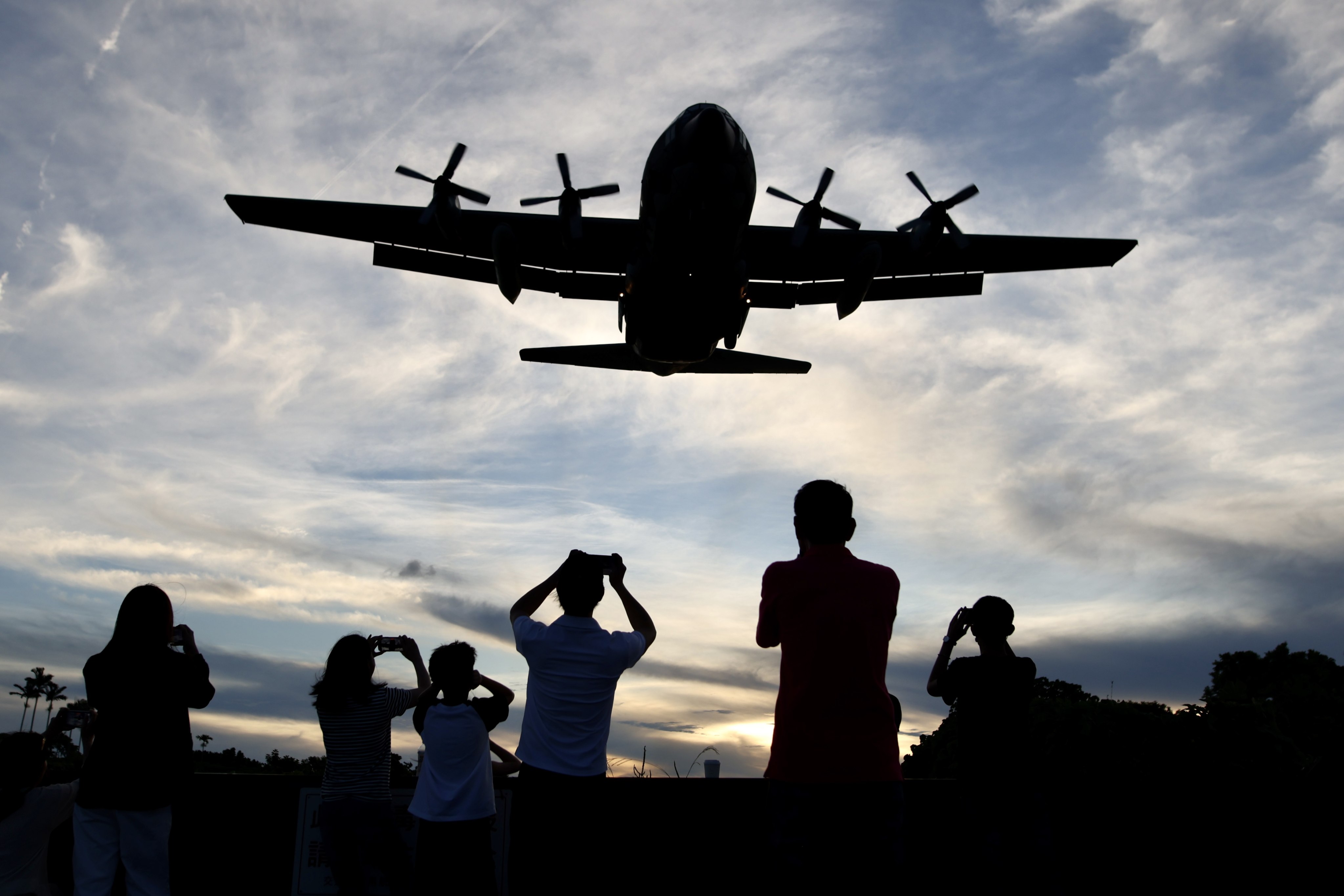 Taiwan C-130 Hercules Military plane at Songshan airport, in Taipei, August 25, 2023. Photo: EPA-EFE