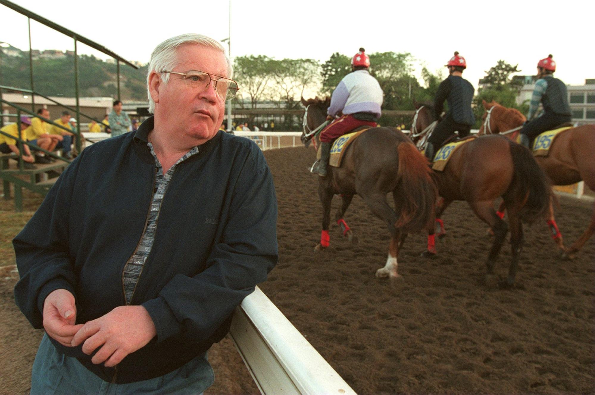 Bruce Hutchison returns to trackwork after the 1996 car accident in which he lost his left eye. Photo: Ricky Chung