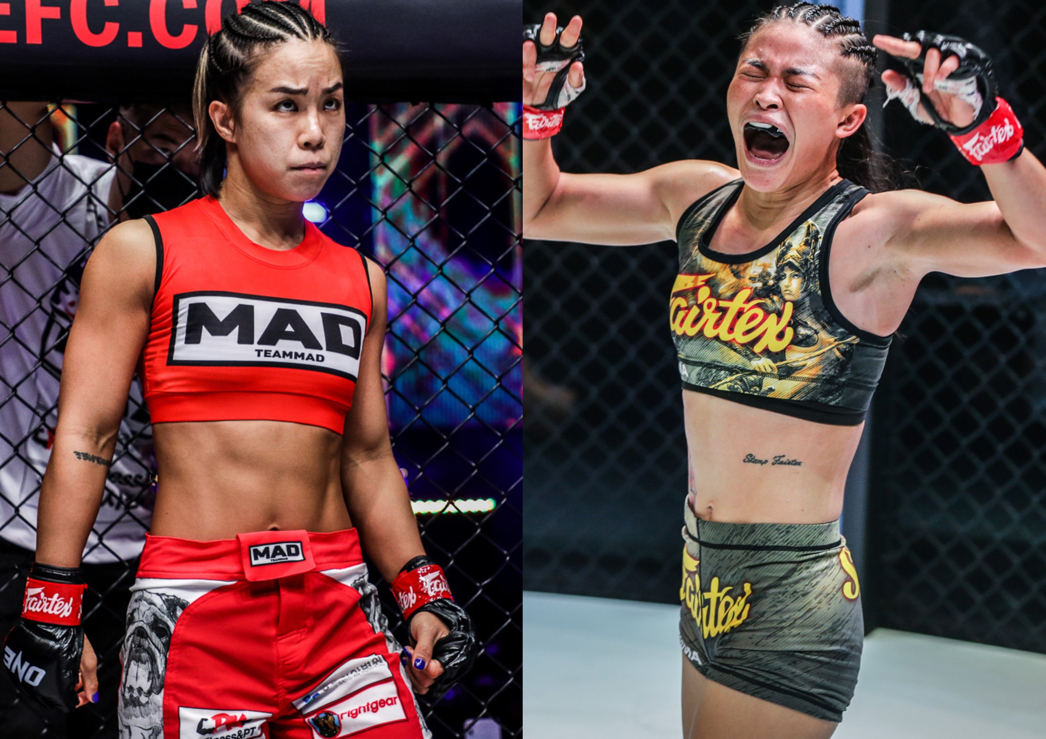 Ham Seo-hee (left) and Stamp Fairtex will fight for ONE Championship’s interim atomweight MMA title at ONE Fight Night 14 on Saturday, Sept. 30 Singapore. Photo: ONE Championship. 