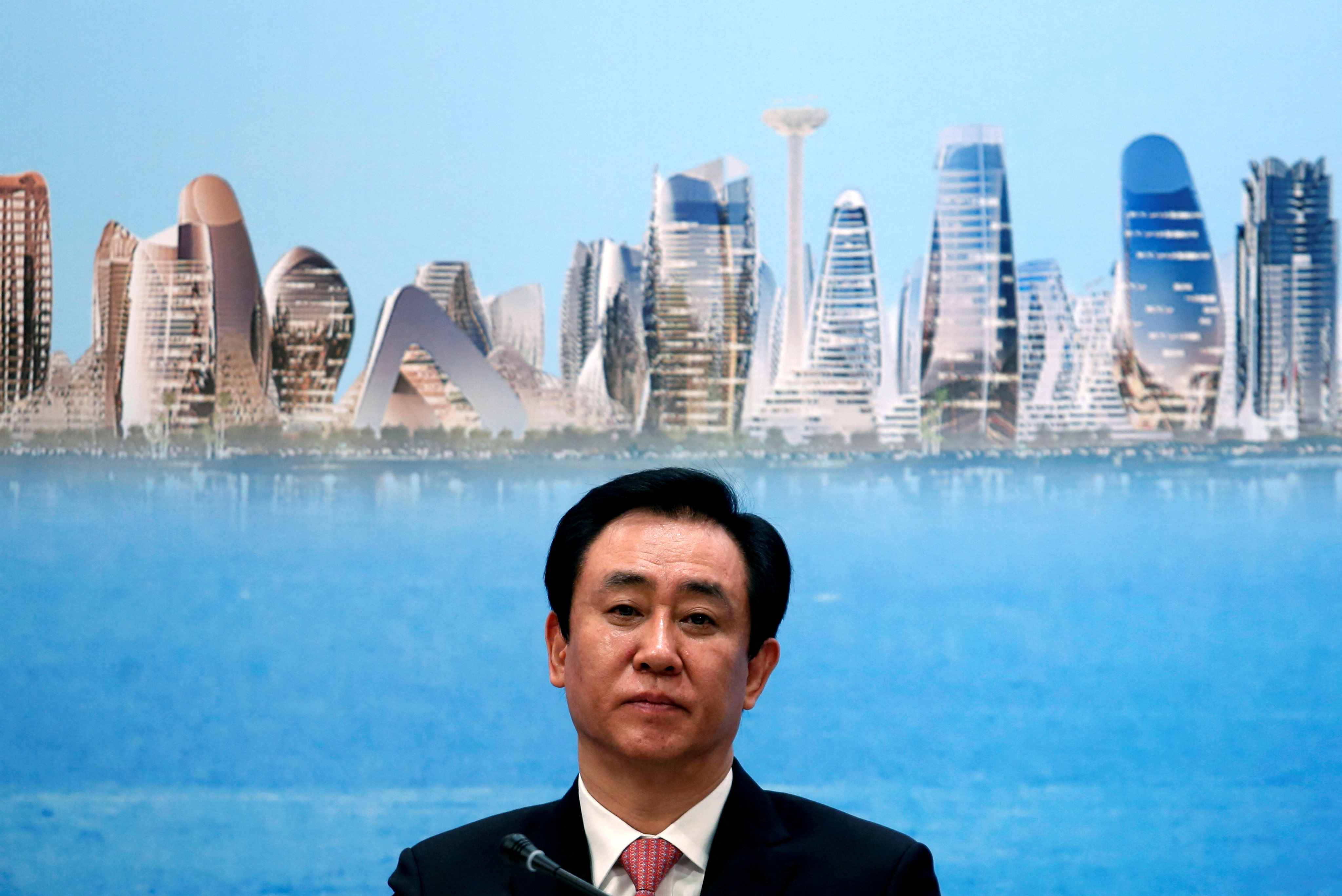 China Evergrande Group Chairman Hui Ka Yan at a press conference on the property developer’s annual results in Hong Kong on March 28, 2017. Photo: Reuters