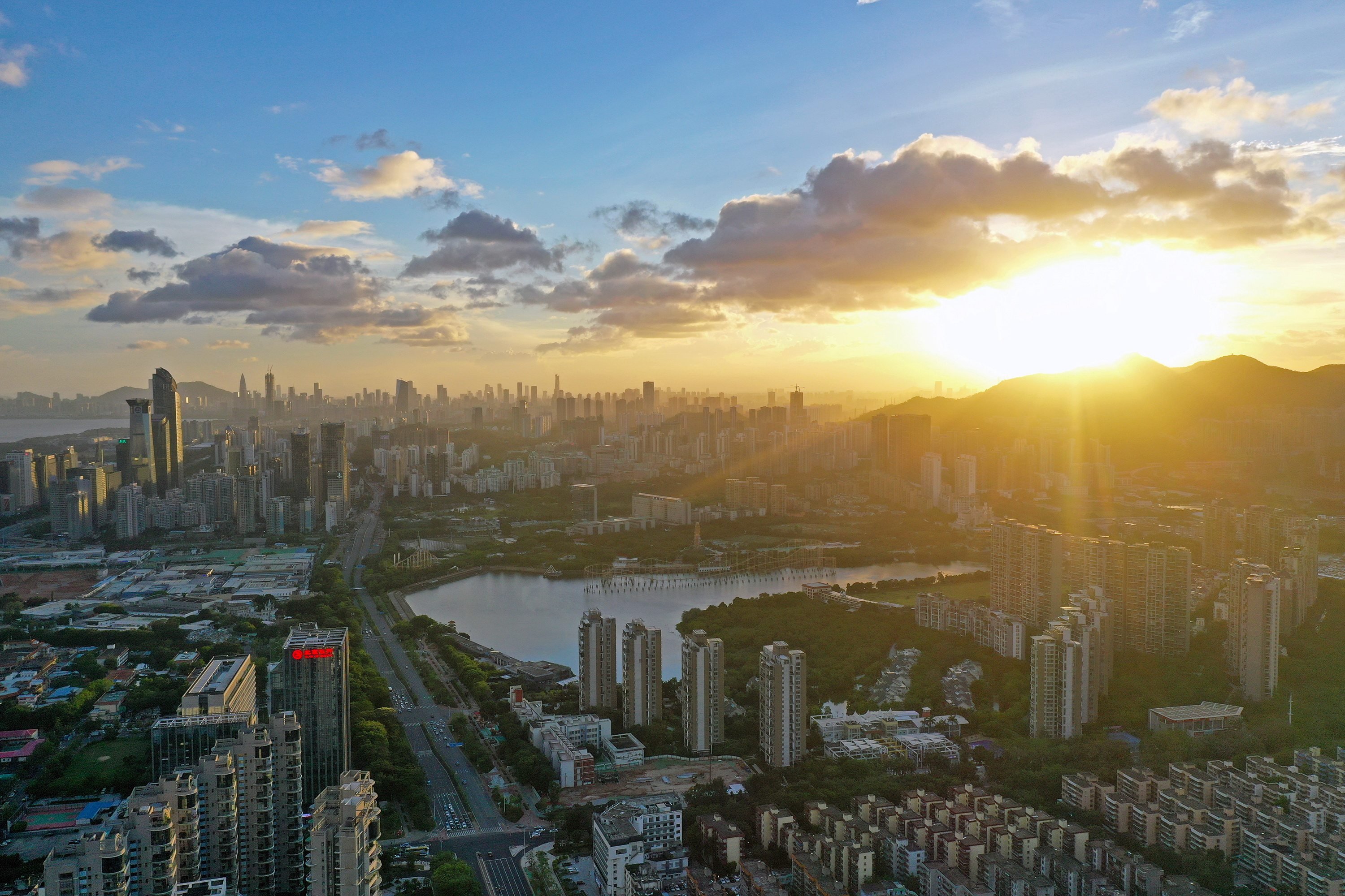 An aerial photo taken in June 2020 shows the Futian District of Shenzhen, one of the mainland China cities included in the Greater Bay Area. Photo: Xinhua