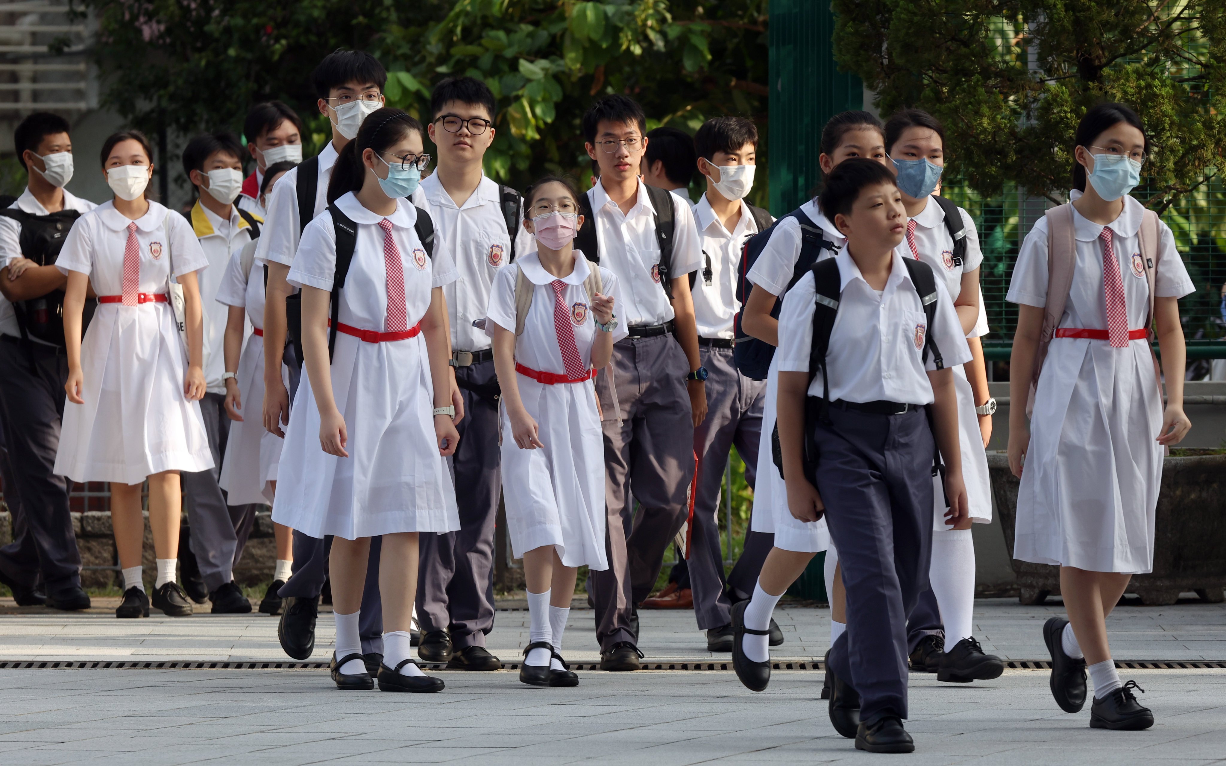Hong Kong students return to school as the academic year begins at Po Leung Kuk Ma Kam Ming College in Fanling. Photo: Edmond So