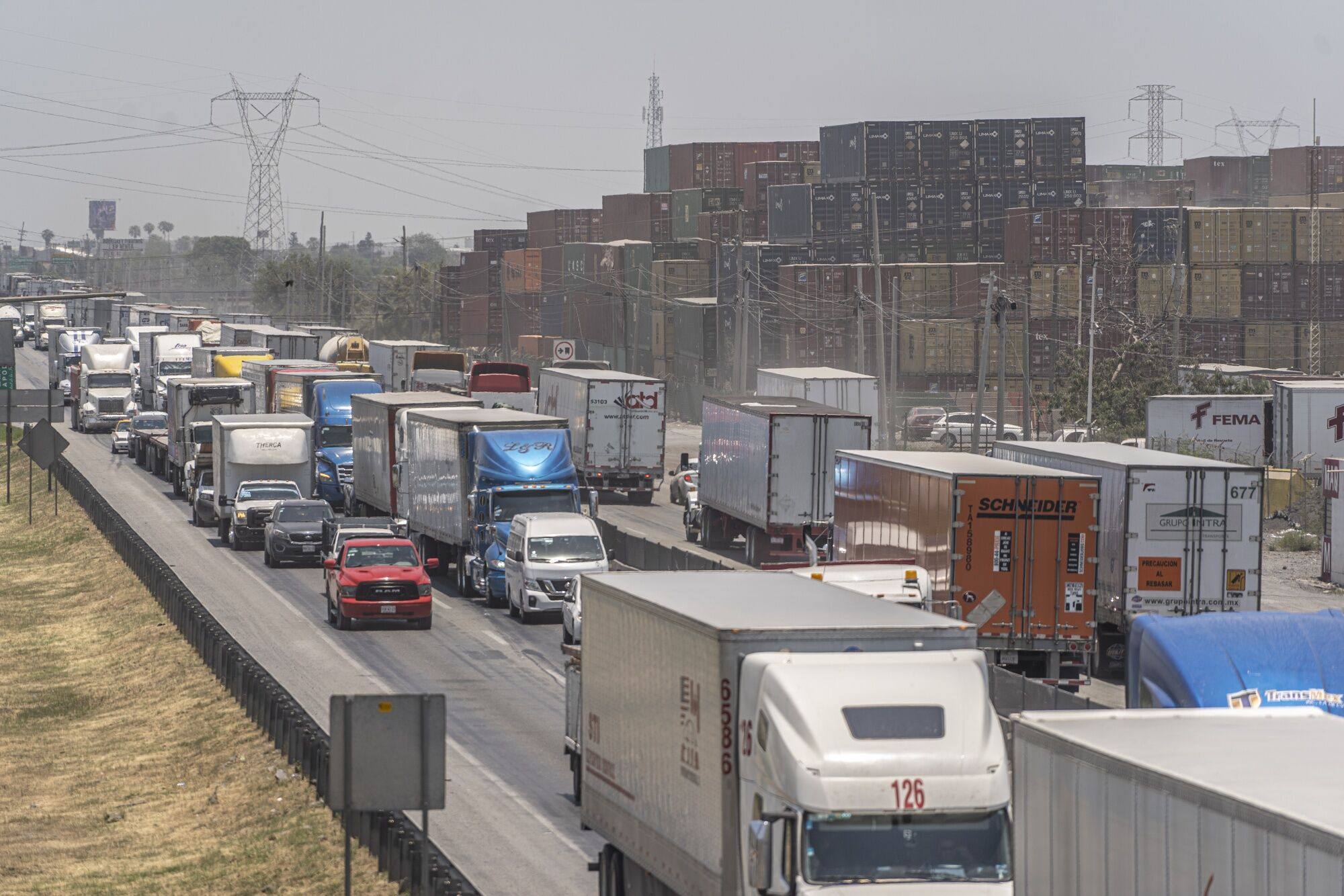 Heavy traffic is seen near a container depot in Monterrey, in Nuevo Leon, Mexico, on June 20. As US-China tensions rewire global trade, Mexico has overtaken China as the biggest supplier of goods to the giant customer next door. Photo: Bloomberg