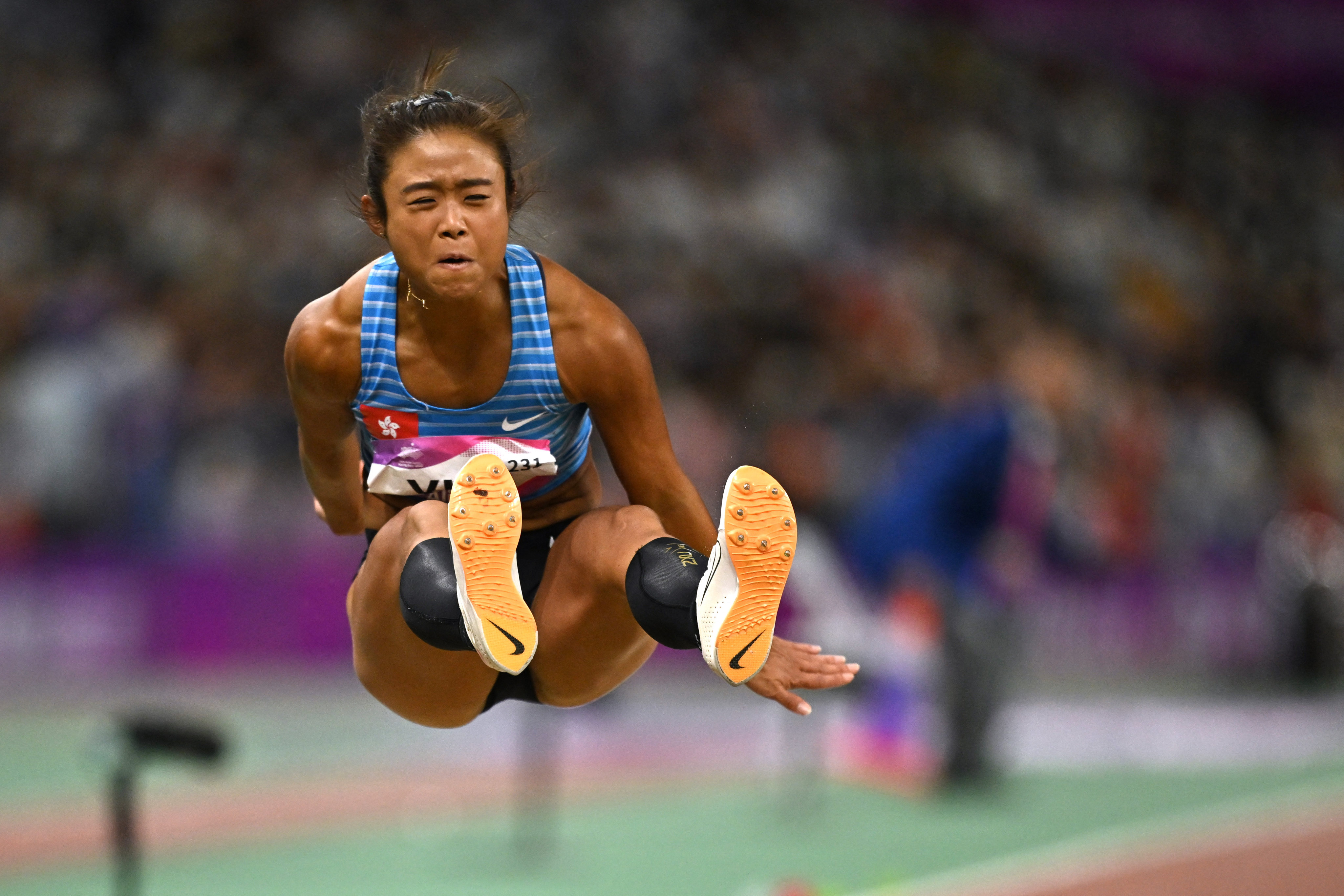 Hong Kong’s Tiffany Yue in action during the women’s long jump final. Photo: Reuters