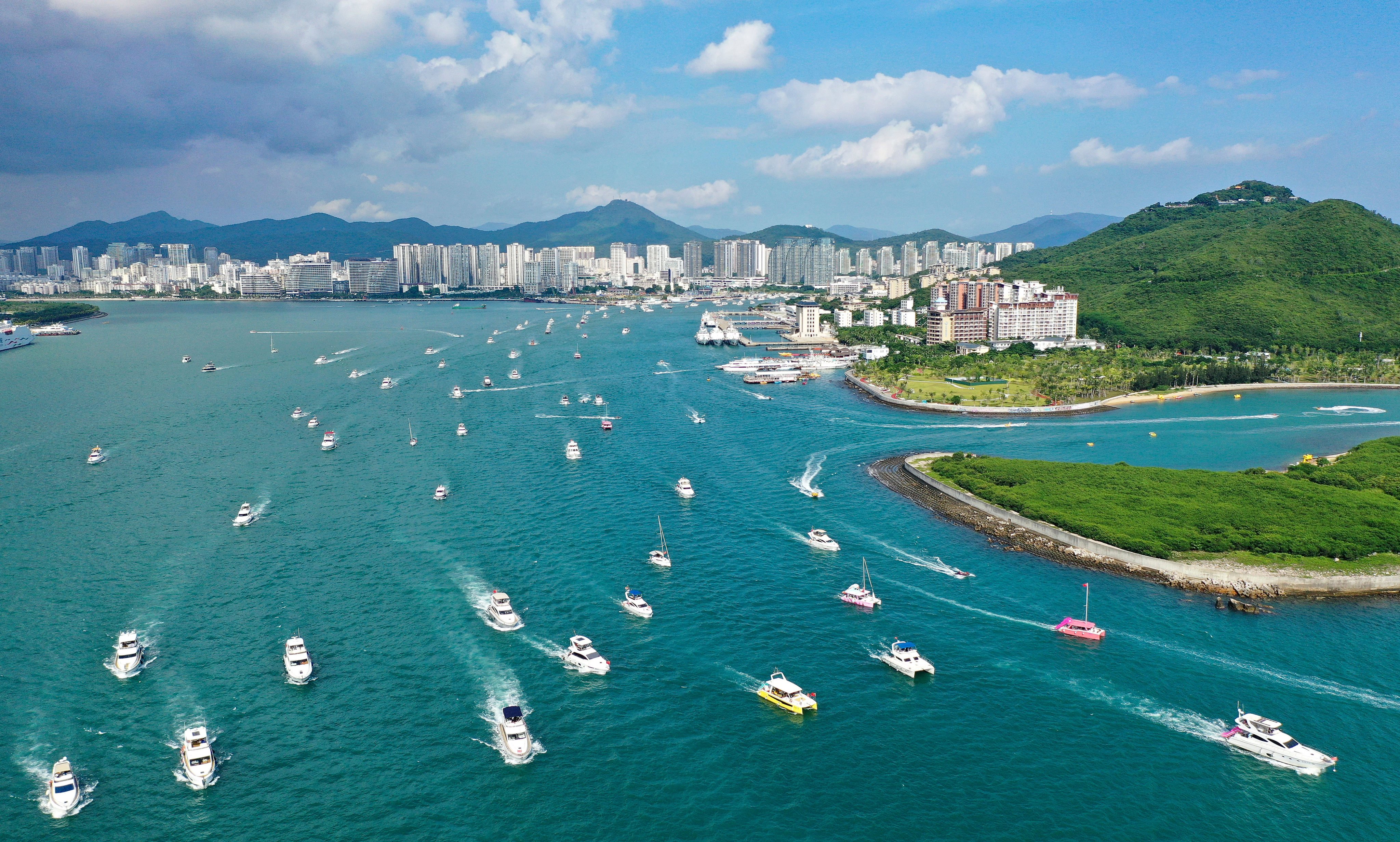 Boating is just one of the attractions for tourists visiting Sanya, dubbed “China’s Hawaii”, seen here on October 1. China’s domestic tourism is going from strength to strength, as travellers put off international trips. Photo: Xinhua 