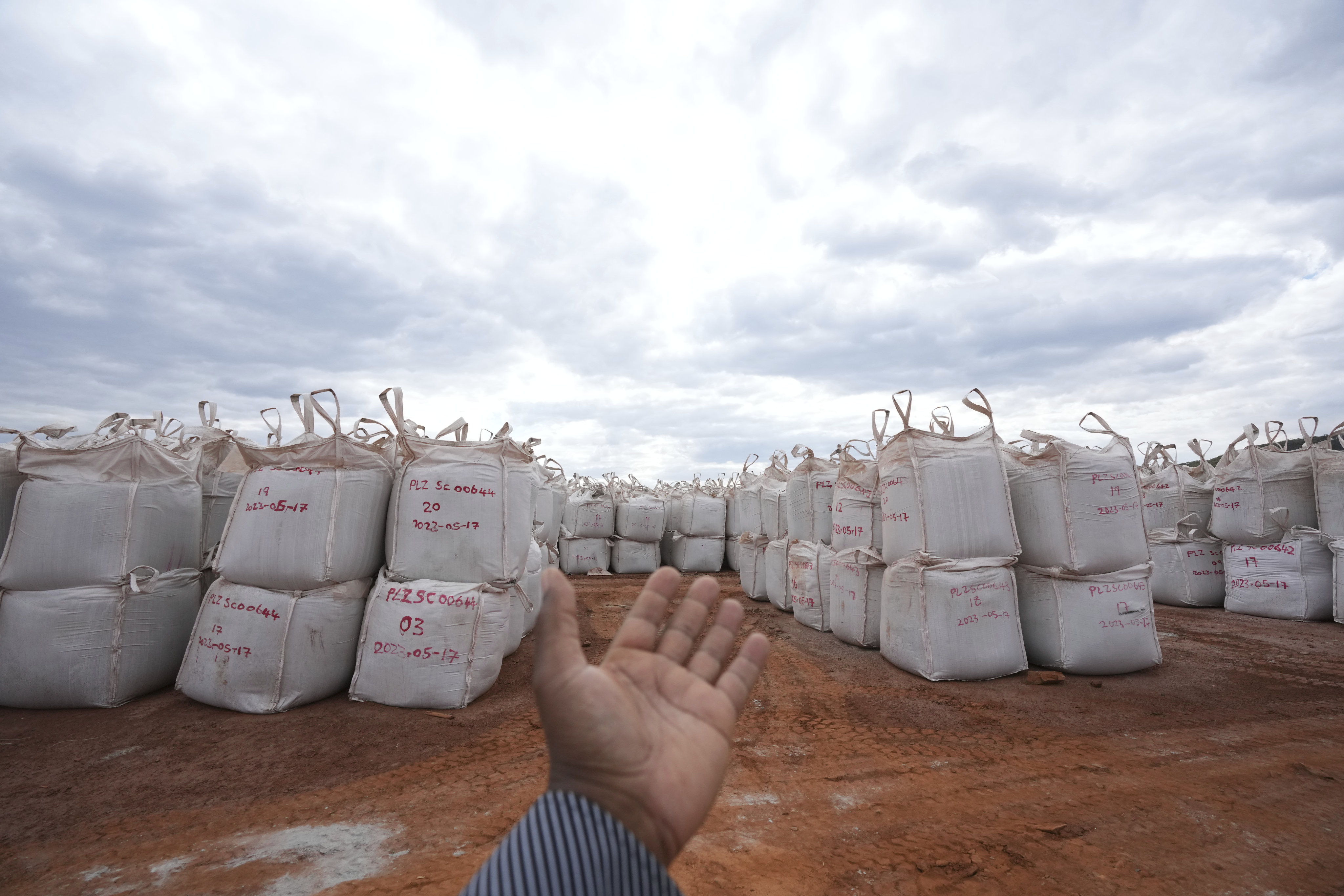 Bags filled with lithium ore are seen on the grounds of Prospect Lithium Zimbabwe’s processing plant in Goromonzi about 80 kilometers southeast of the capital Harare. Photo: AP
