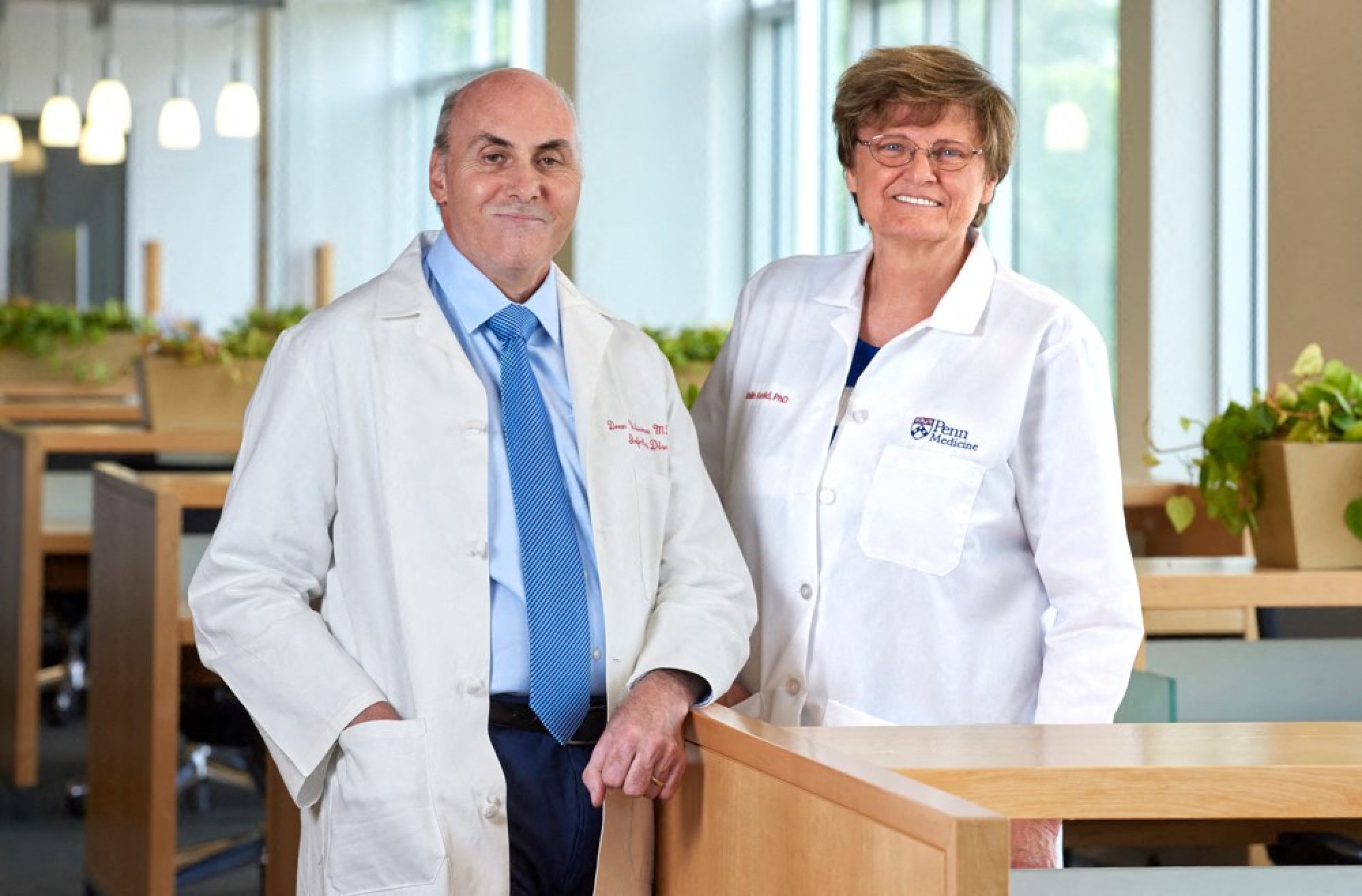 Katalin Kariko and Drew Weissman. Photo: Peggy Peterson / Pennsylvania School of Medicine via AFP