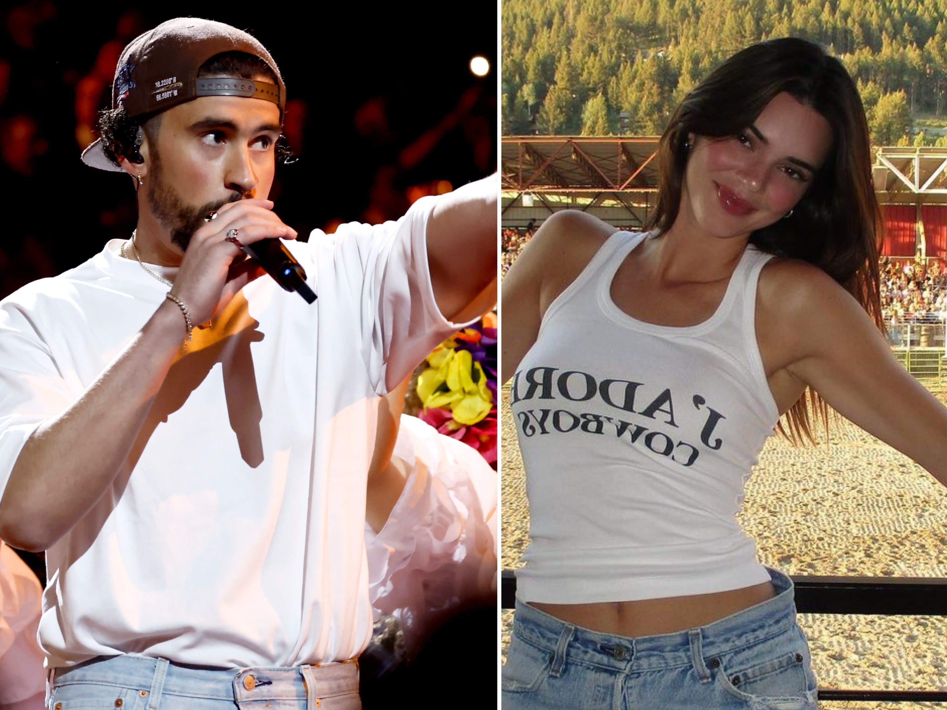 Is Bad Bunny so obsessed with Kendall Jenner that he wrote a whole song about her? Fans seem to think so... Photos: Getty Images; @kendalljenner/Instagram