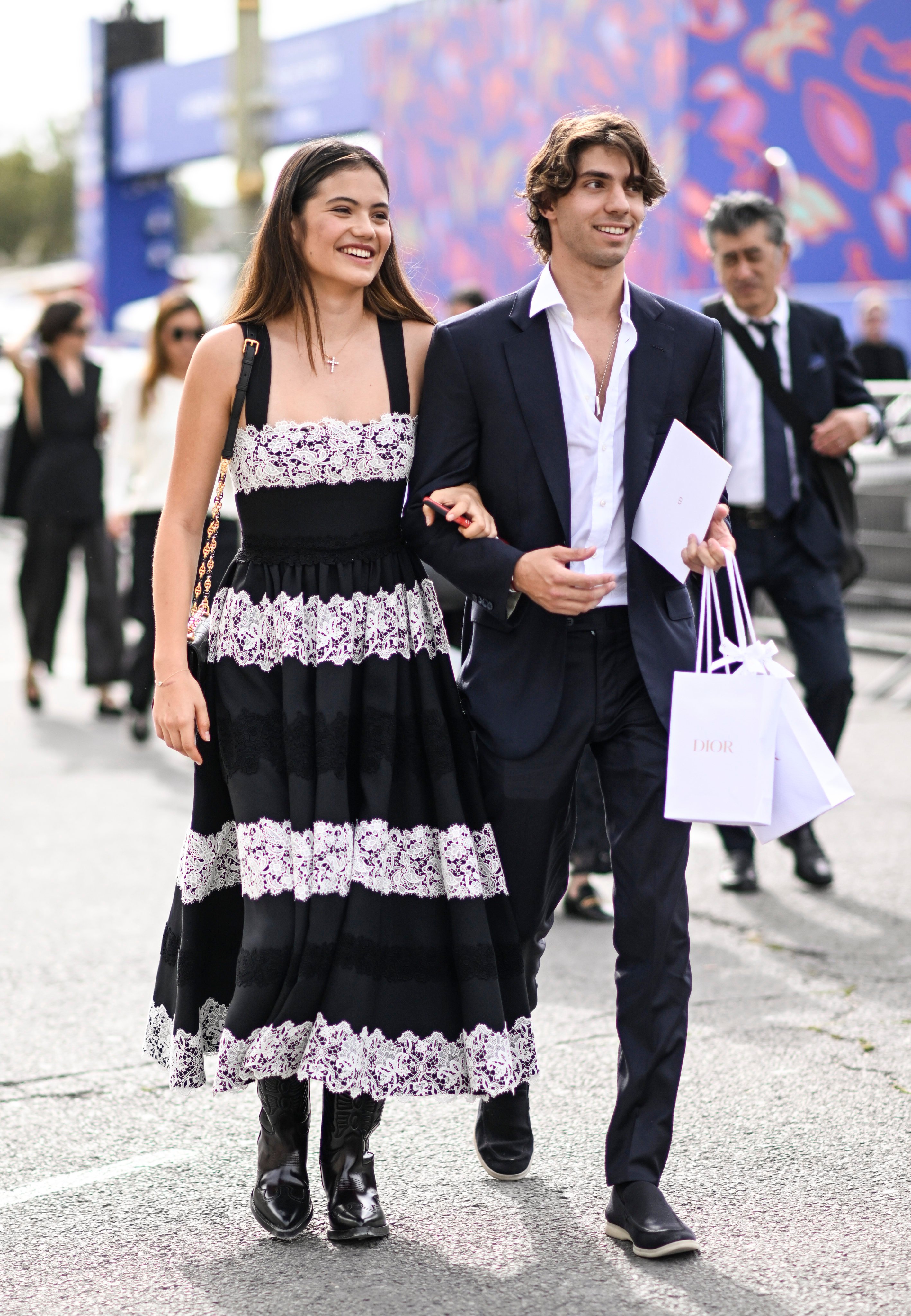 Emma Raducanu is seen with Carlo Agostinelli outside the Dior show during SS24 Paris Fashion Week on September 26, in Paris, France. Photo: Getty Images