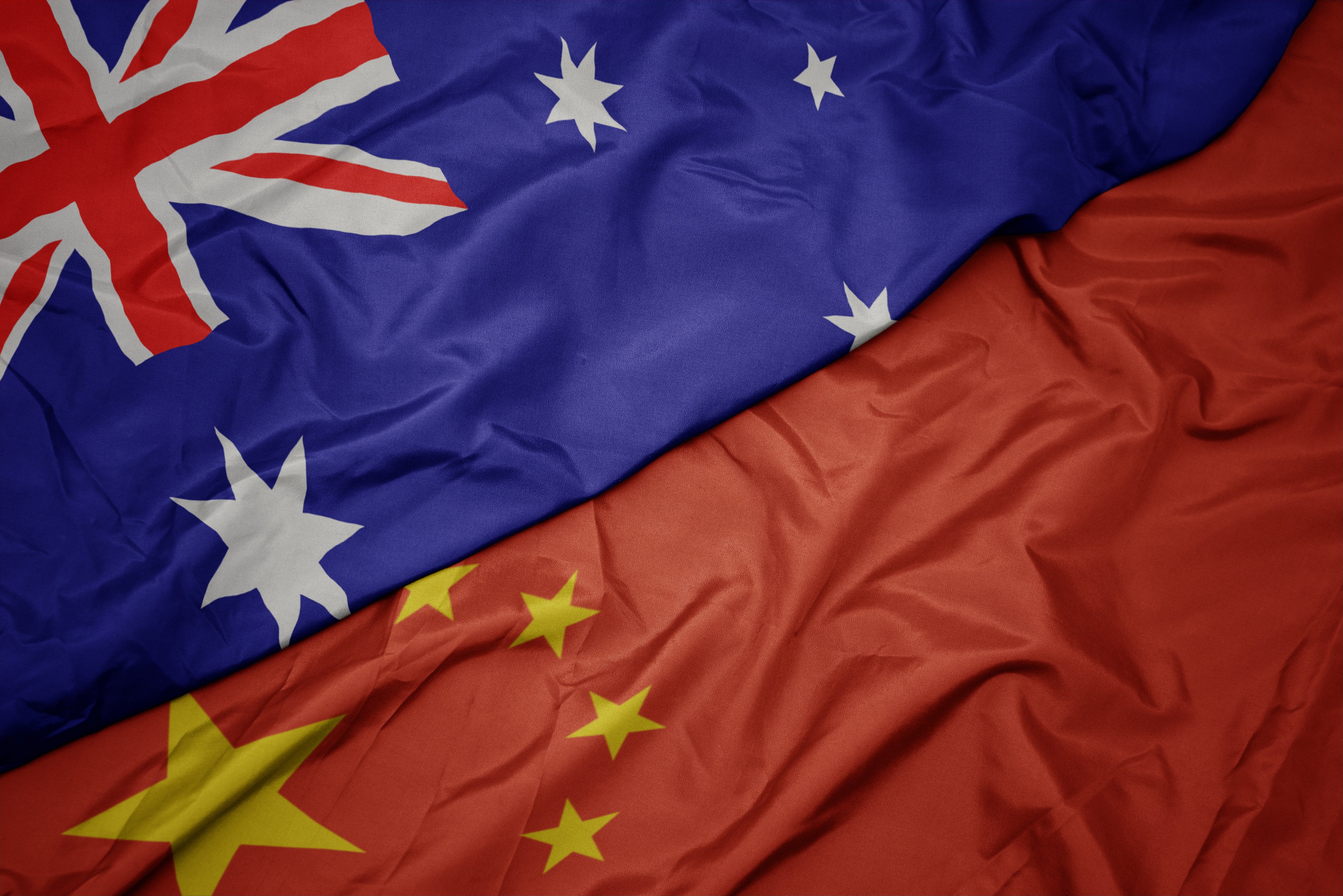 The national flags of China and Australia. The Australian government has concluded a full-scale diversification from China to be “impossible” after a series of internal, classified studies. Photo: Shutterstock