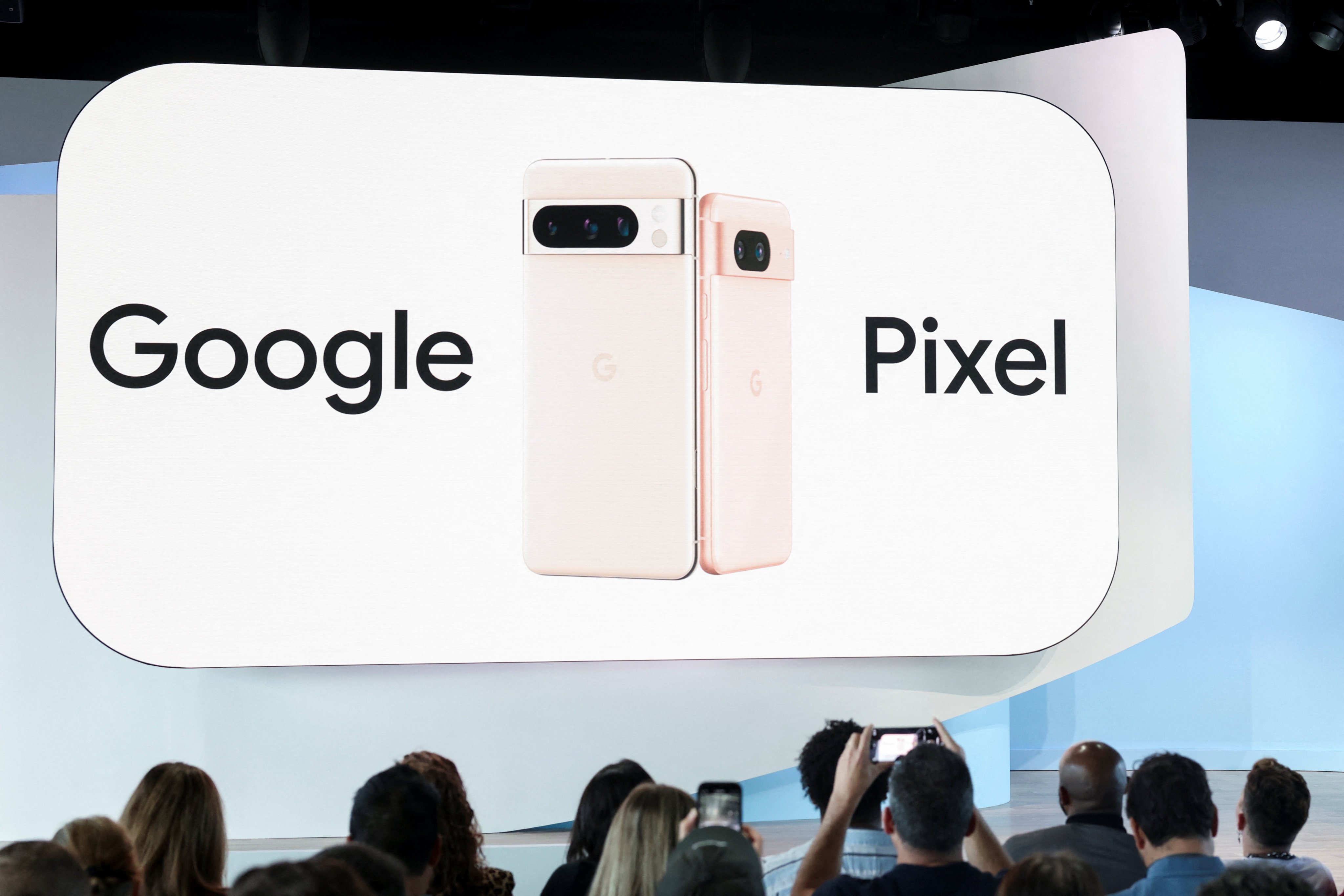 The launch of the new Pixel 8 and Pixel 8 Pro smartphones in New York on Wednesday. Photo: Reuters