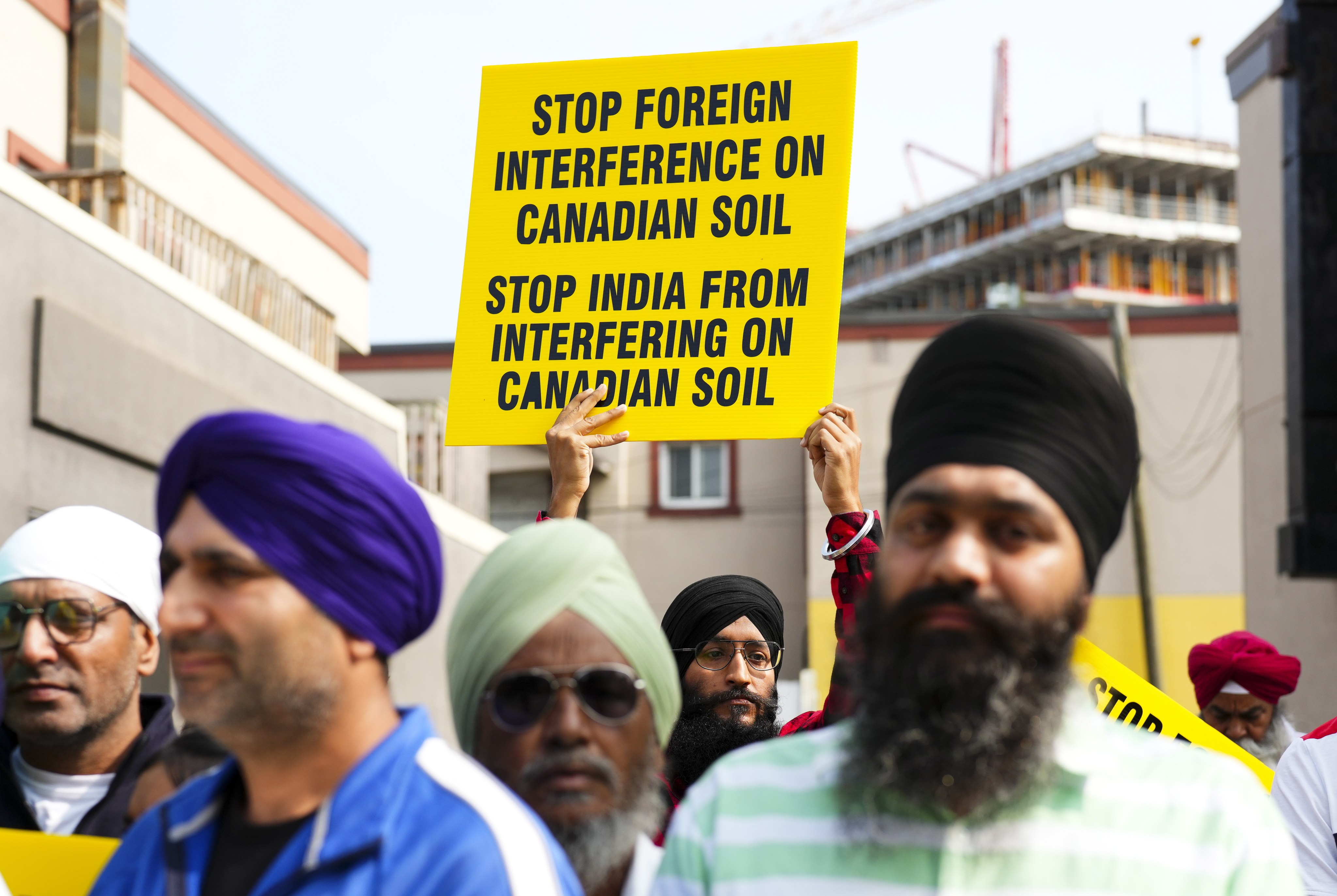 Protesters rally outside the Indian High Commission in Ottawa on September 25, 2023. Photo: The Canadian Press via AP 