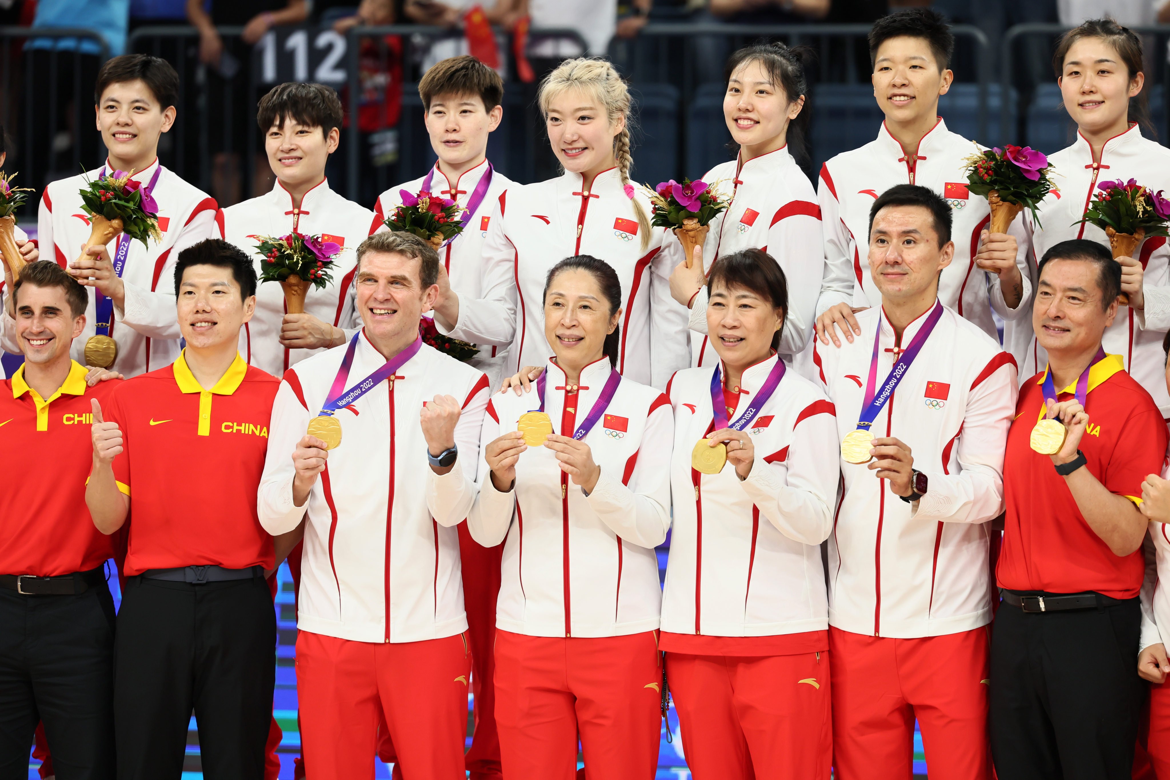 Gold medallists China celebrate after the women’s basketball final at the Asian Games. Photo: Xinhua