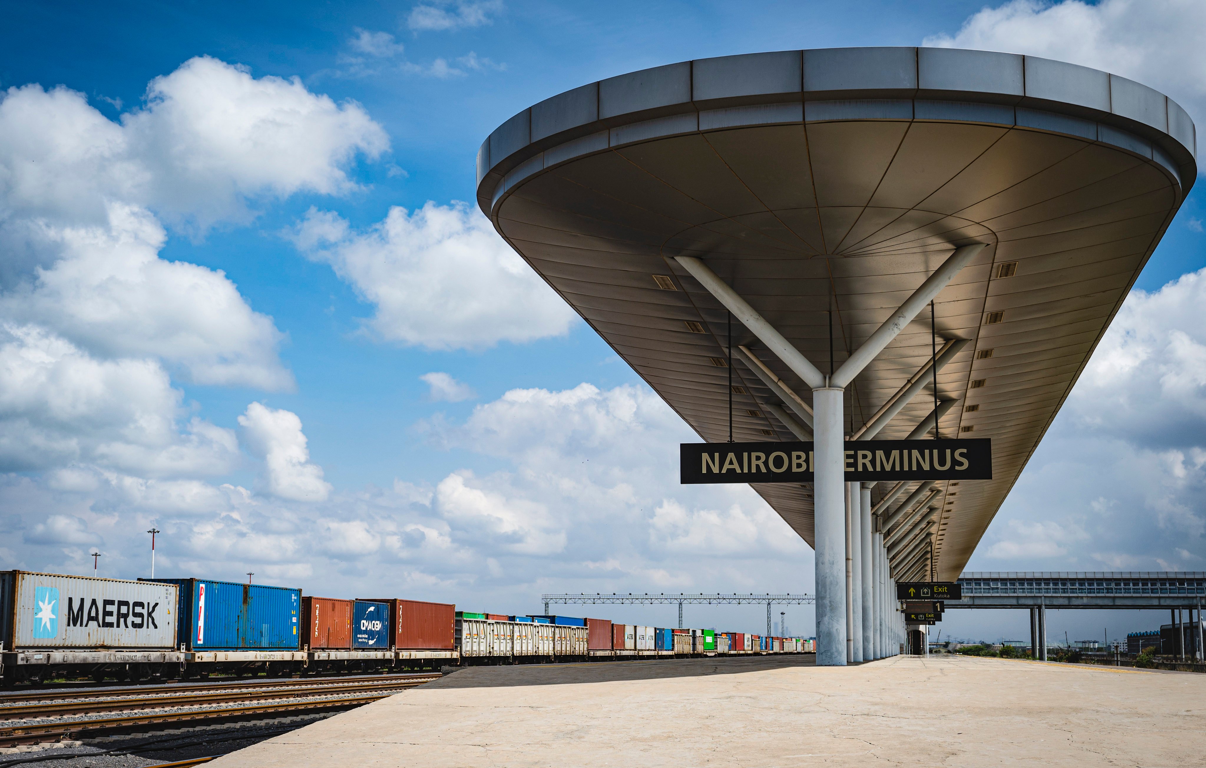 A freight train runs along the China-built Mombasa-Nairobi SGR in Kenyan capital Nairobi. Photo: Xinhua