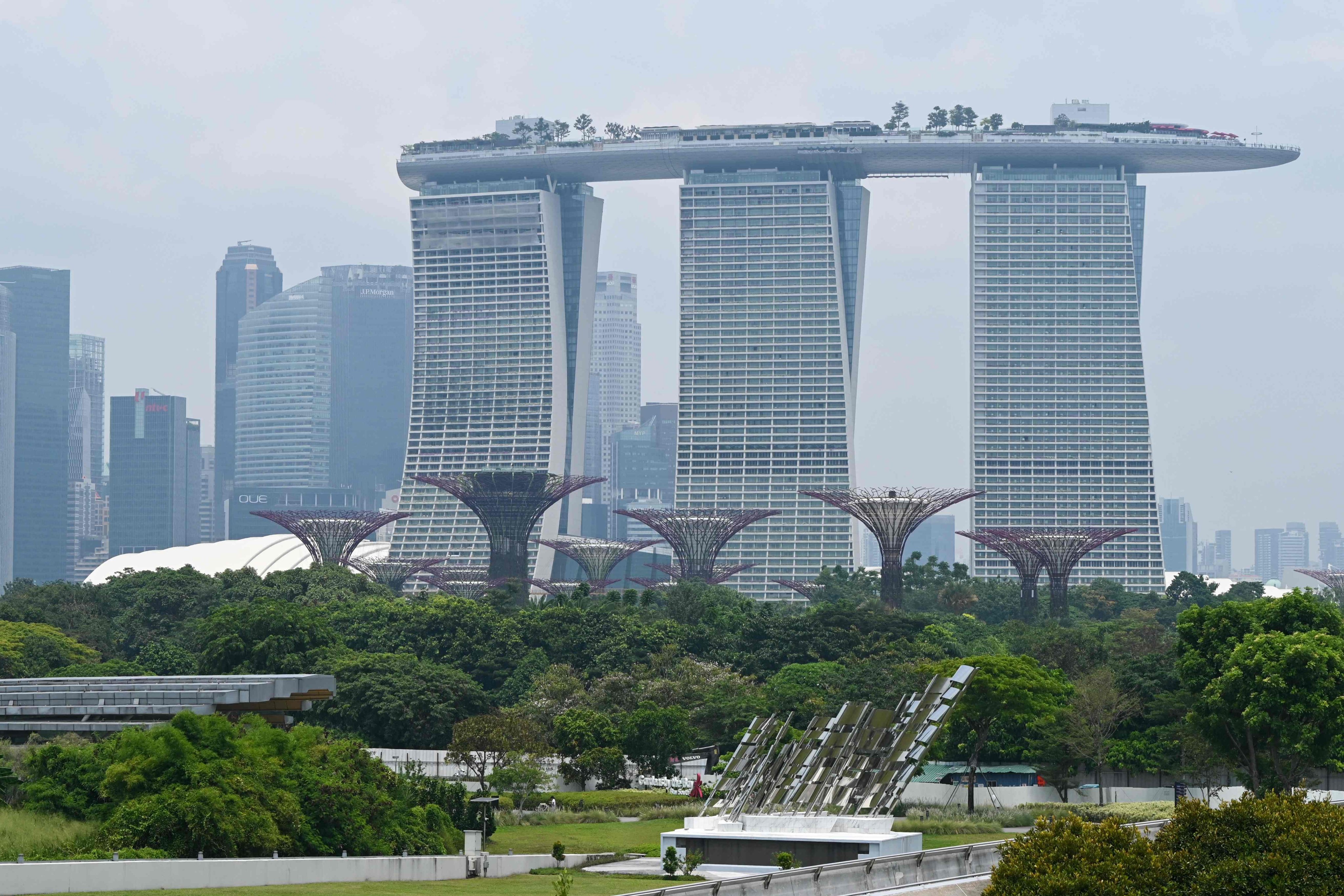 Singapore’s skyline shrouded with haze on September 29, 2023. Photo: AFP