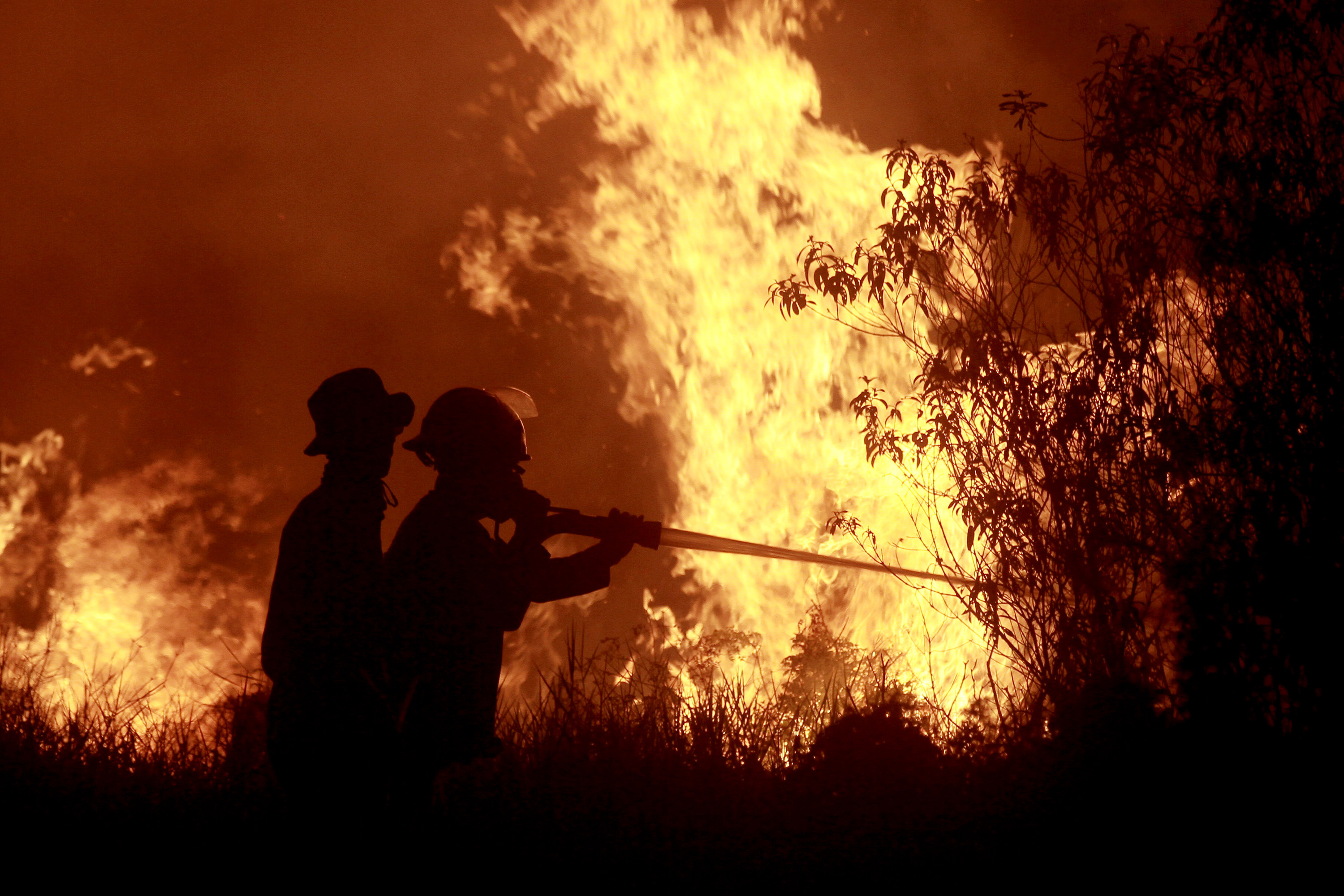 Indonesian firefighters work to extinguish a peatland fire in South Sumatra last week. Photo: Xinhua