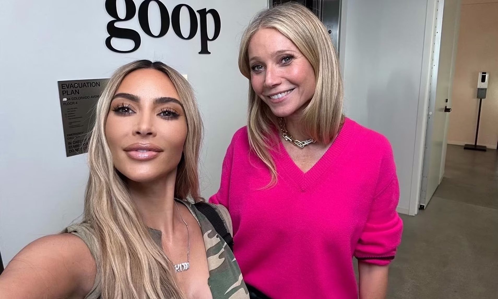 Gwyneth Paltrow with Kim Kardashian on Goop, one of the hottest celebrity podcasts in the game. Photo: @gwynethpaltrow/Instagram