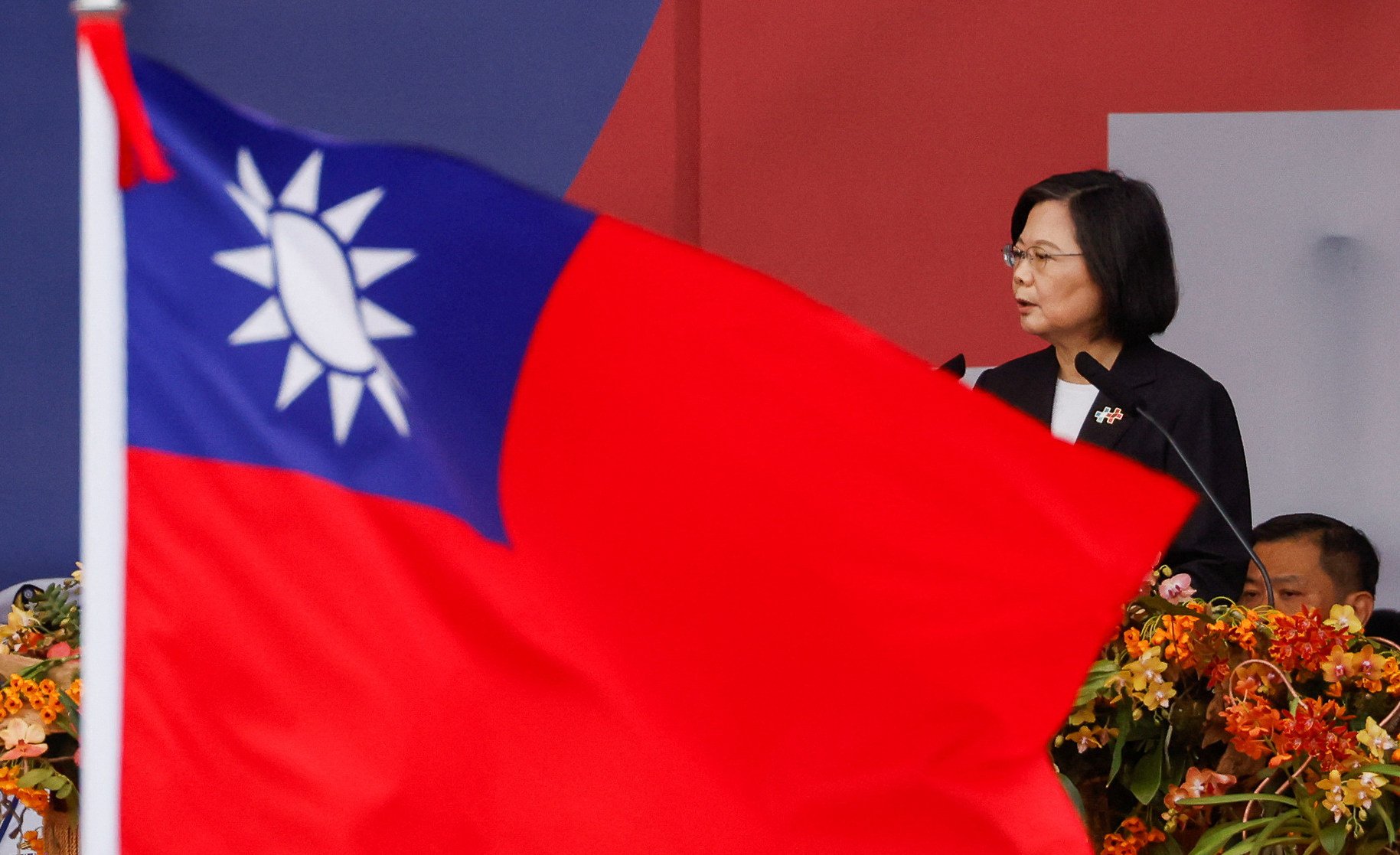 Taiwanese President Tsai Ing-wen speaks during the National Day celebration ceremony in Taipei on Tuesday. Photo: Reuters 