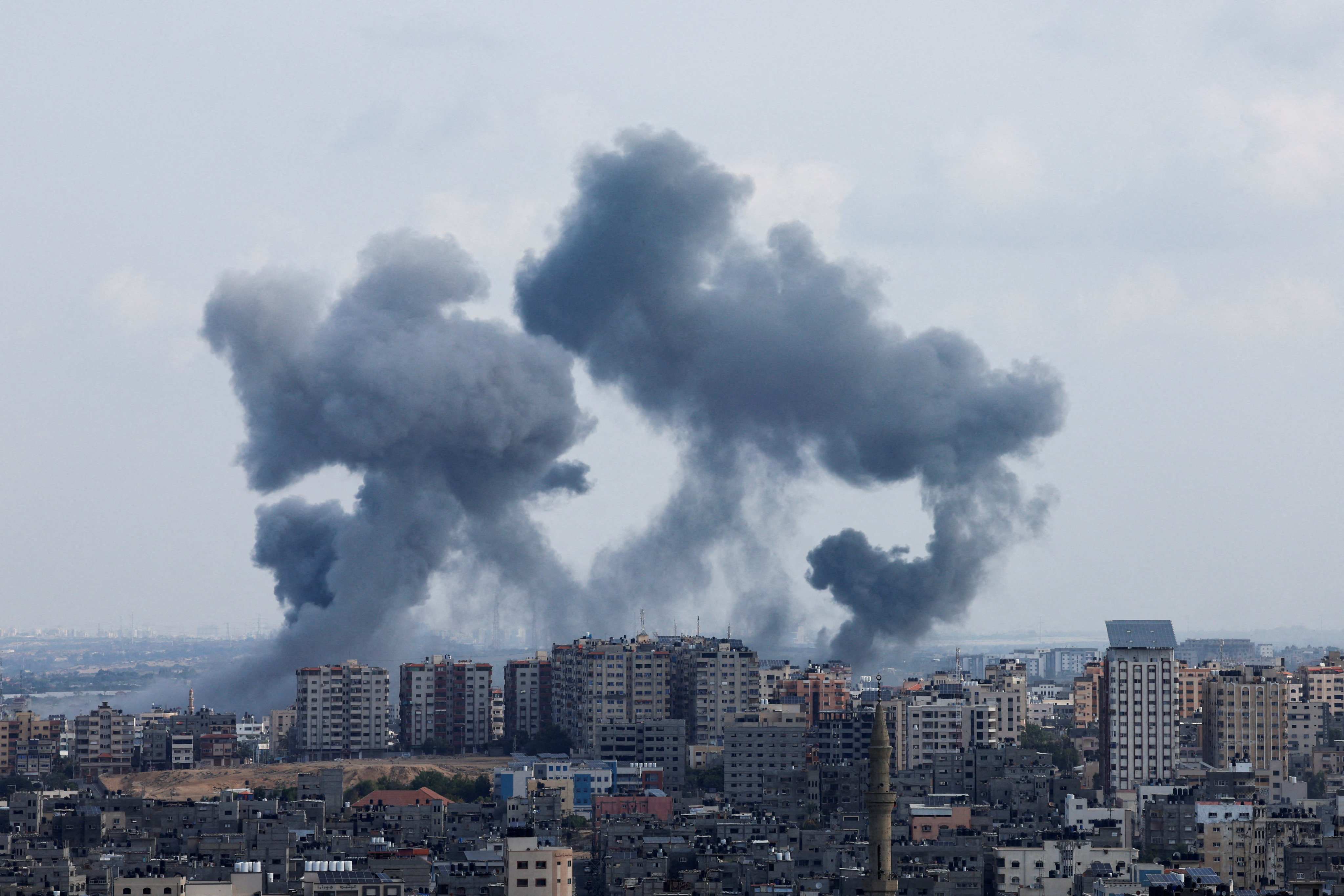 Smoke rises from Gaza on Tuesday following Israeli air strikes on the Palestinian exclave. Photo: Reuters