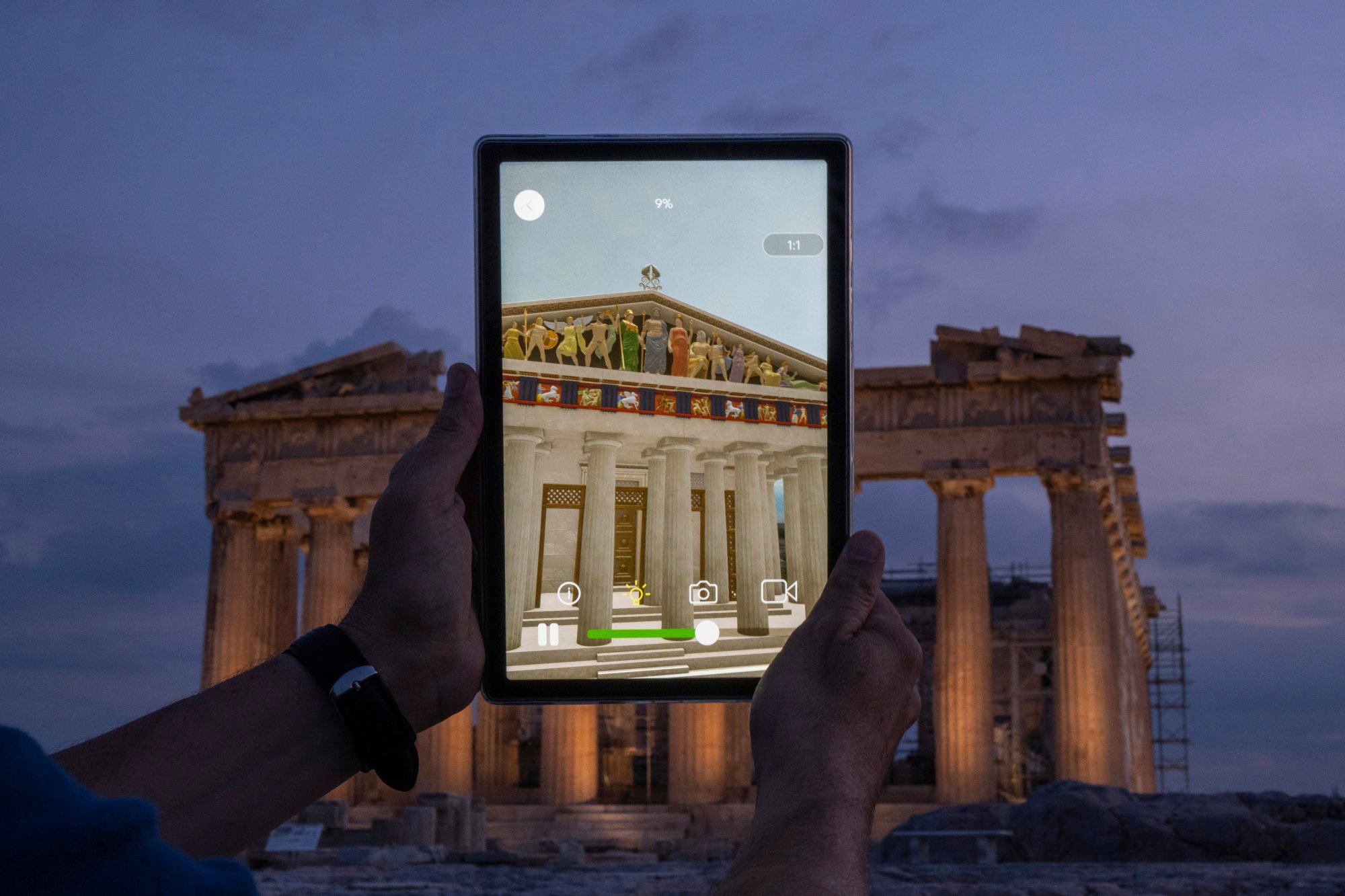 Visitors can pinch and zoom their way around the Parthenon through an app. Photo: AP