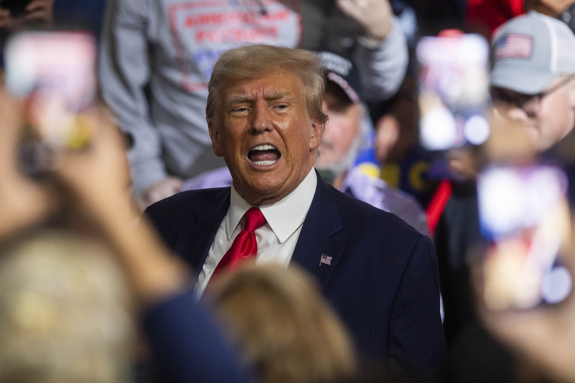 Donald Trump after addressing a crowd of auto workers on September 27, 2023, in Clinton Township, Michigan. Photo: The Detroit News/TNS