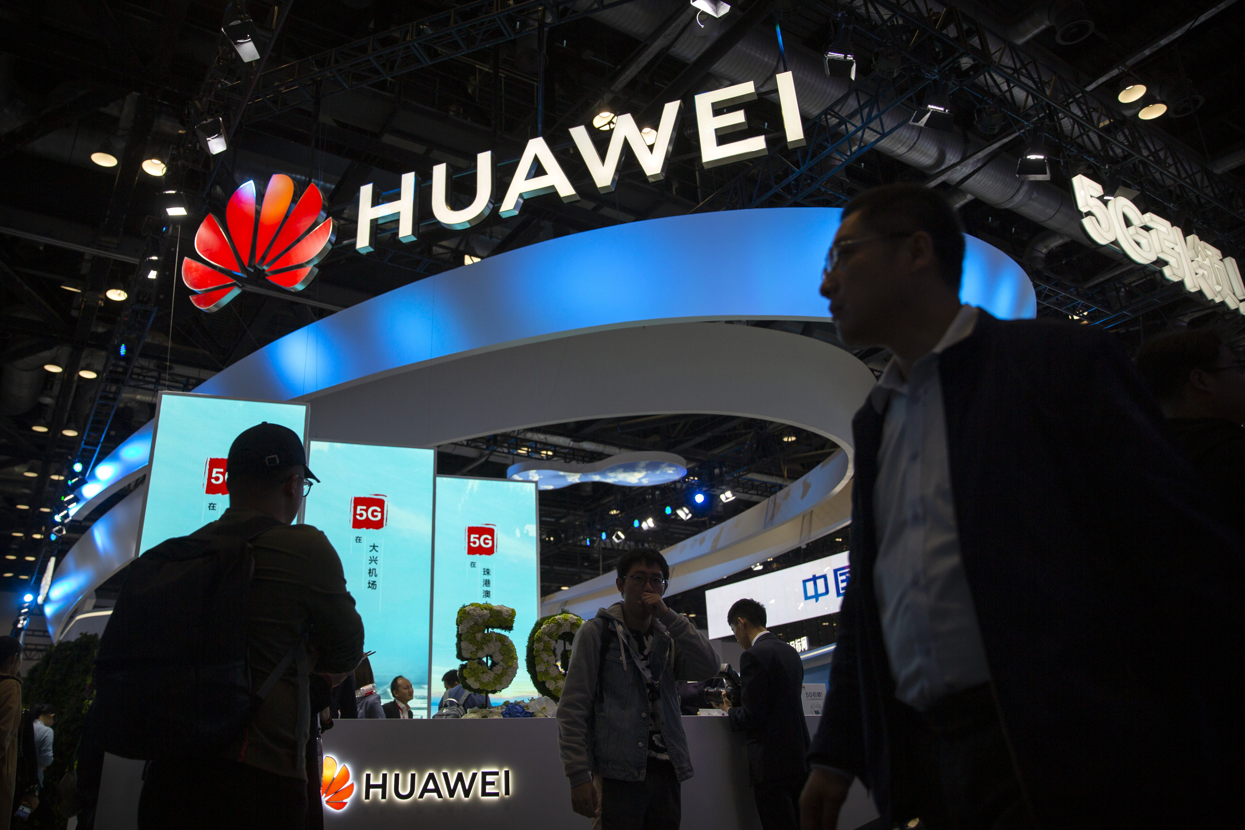 A display for 5G services from Huawei seen at the PT Expo in Beijing, October 31, 2019. Photo: AP
