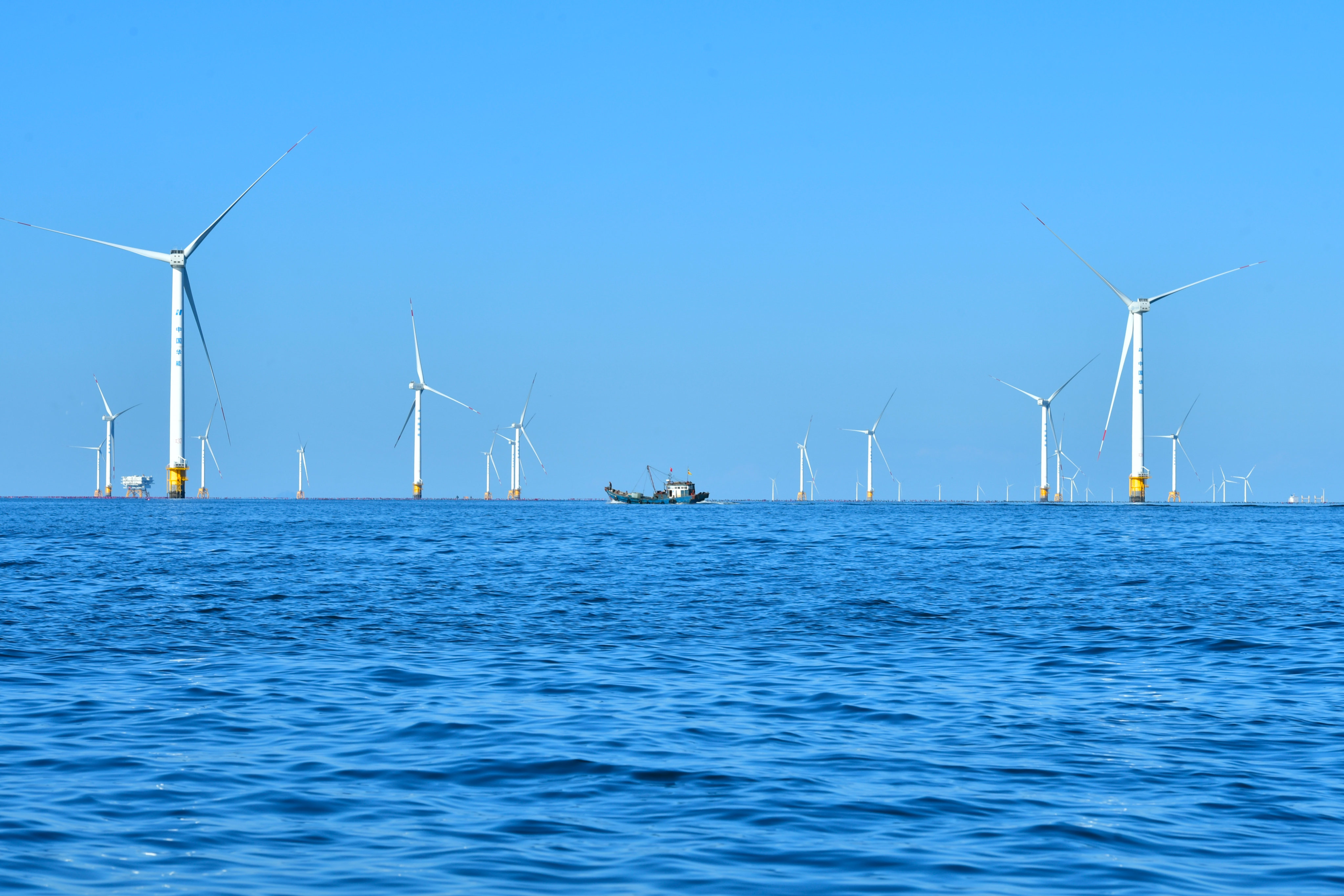 An offshore wind farm in Dalian City of northeast China’s Liaoning Province. Photo: Xinhua