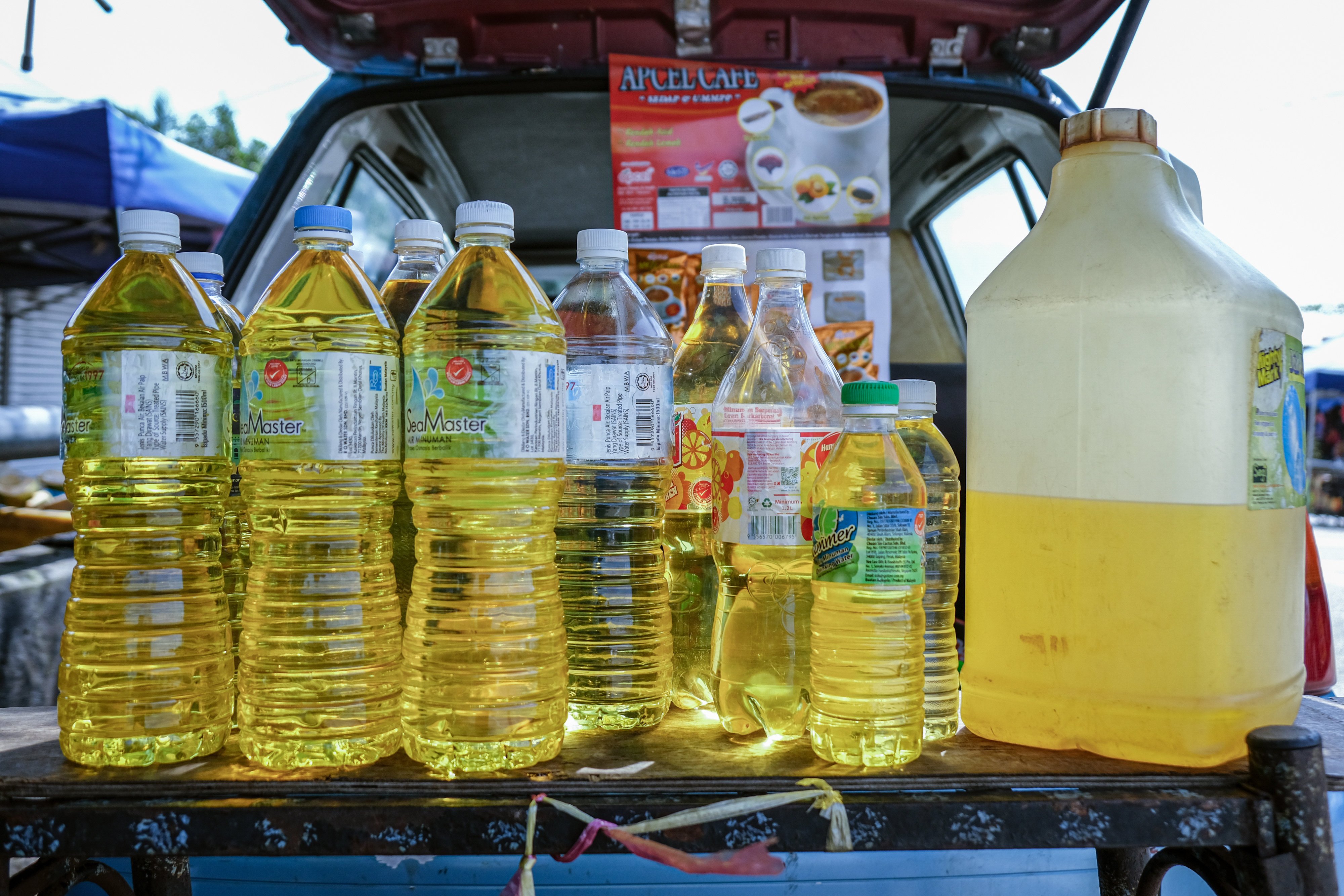 RON-95 petrol for sale at a roadside stall in a village in Klang, Selangor. Malaysia is aiming to implement a targeted subsidy scheme to help those in need. Photo: Bloomberg