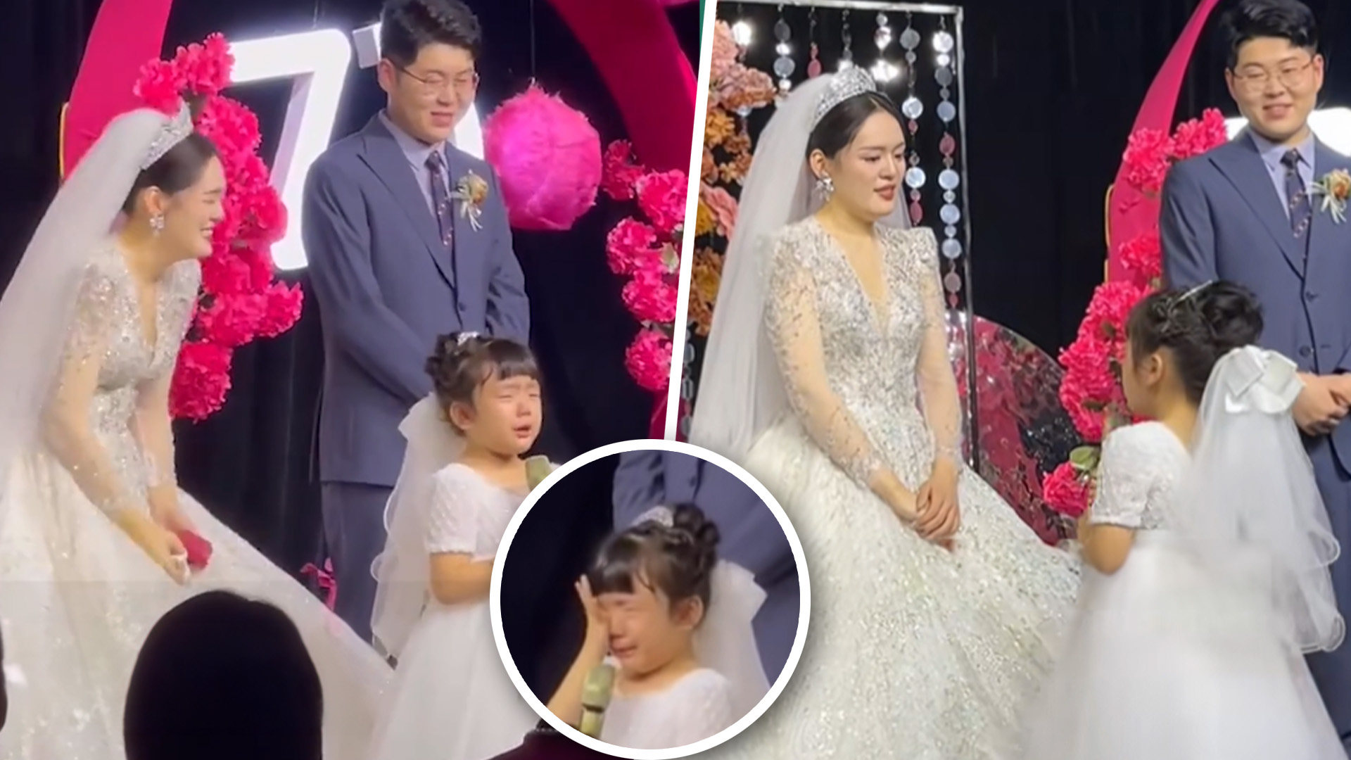 In a heartwarming moment, the little girl passionately declares the love she has for her big sister at her wedding. Photo: SCMP composite/Douyin/The Paper
