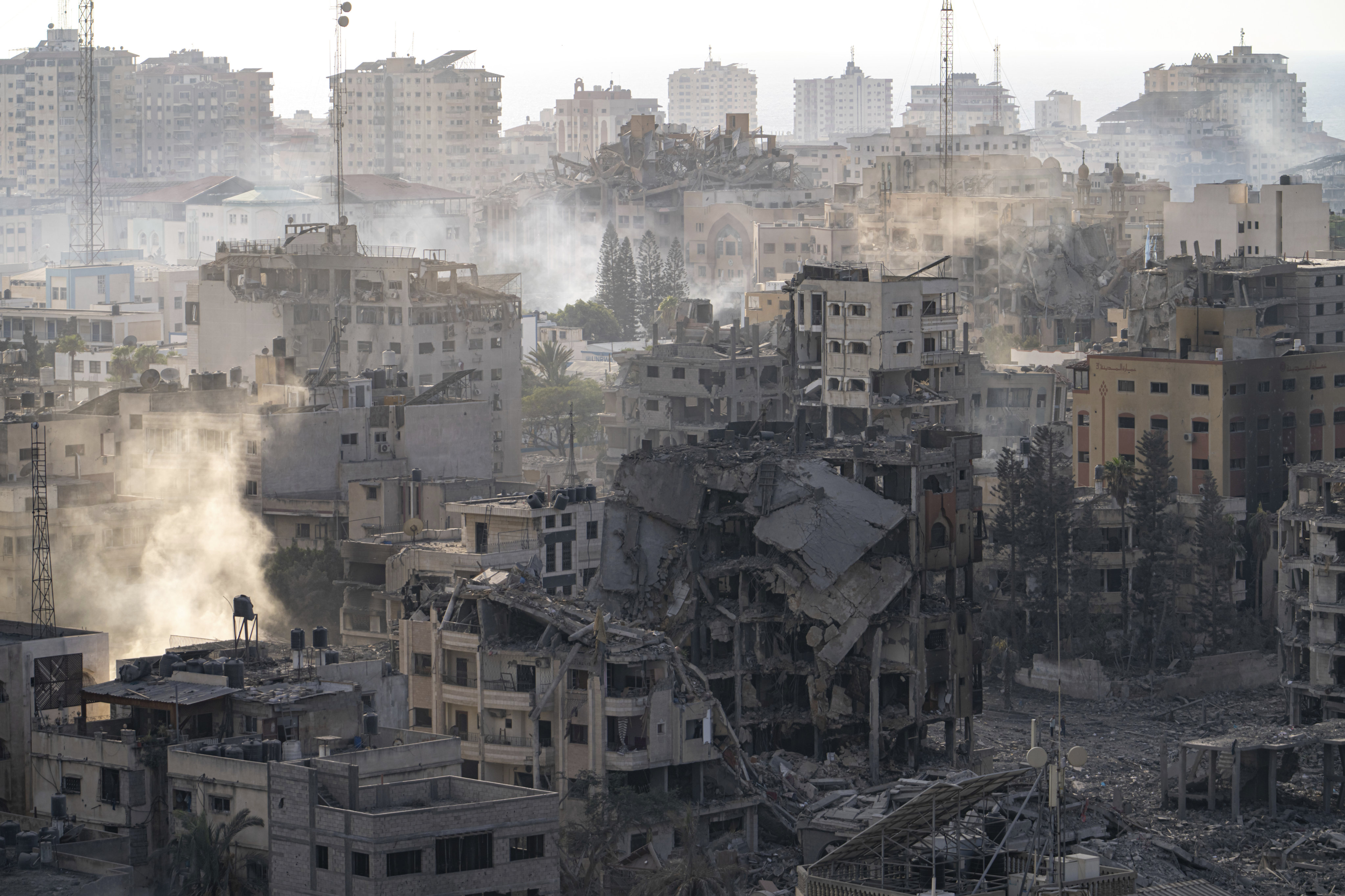 Destruction from Israeli aerial bombardment in Gaza City. Photo: AP