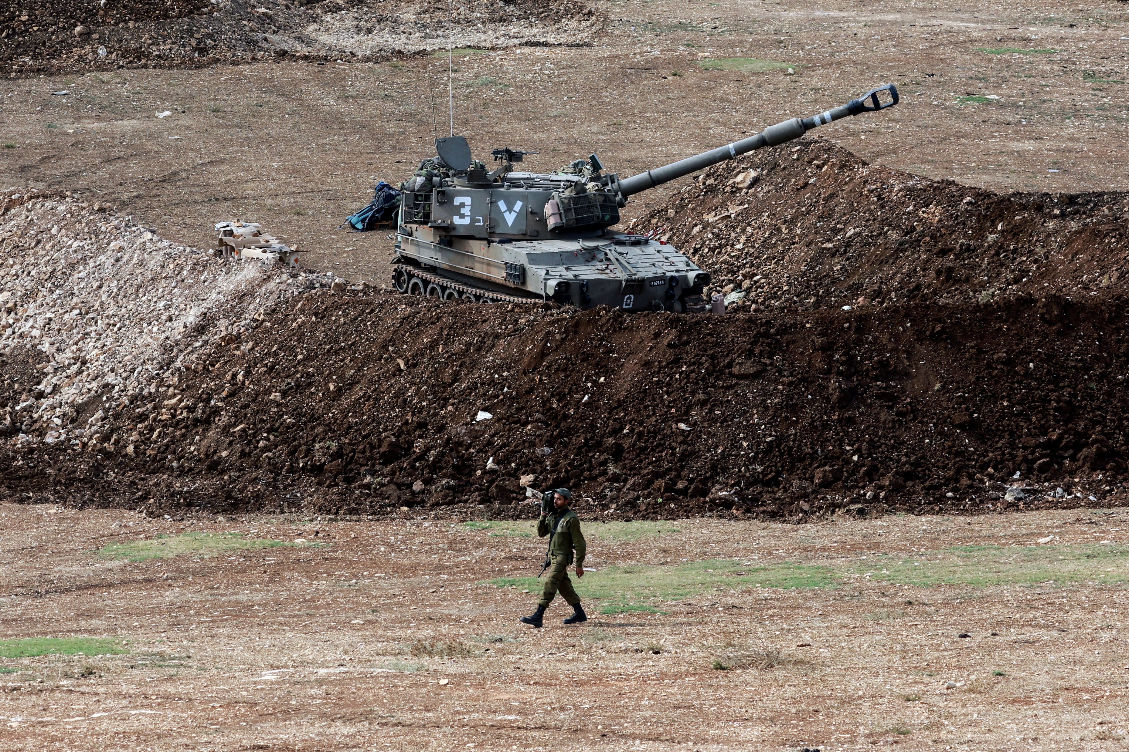 An Israeli tank near the border with Lebanon, northern Israel. Photo: Reuters
