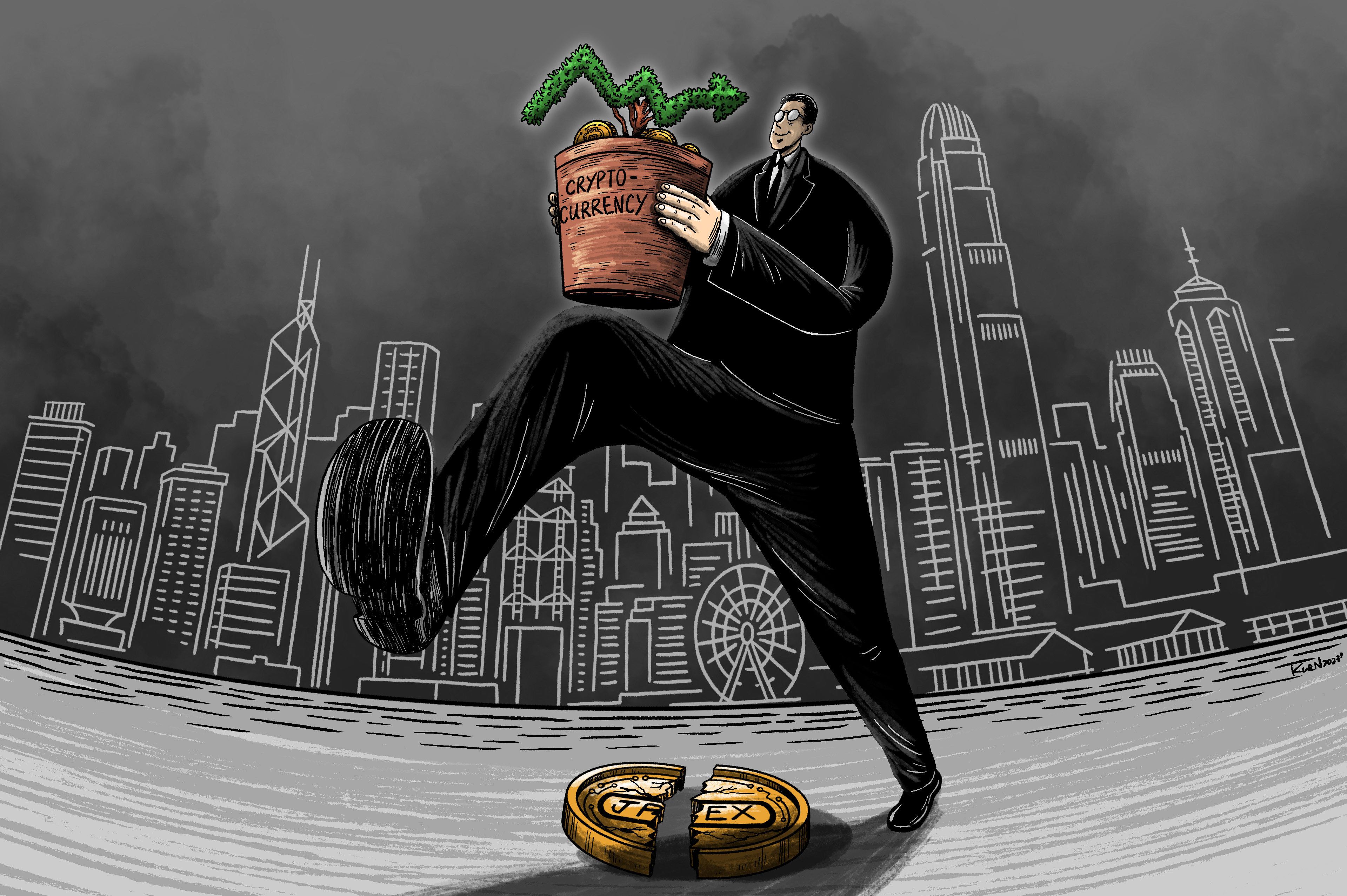 Hong Kong has big dreams for its cryptocurrency and Web3 industry, but a new regulatory regime is off to a slow start as the city struggles to attract foreign business. Illustration: Lau Ka-kuen