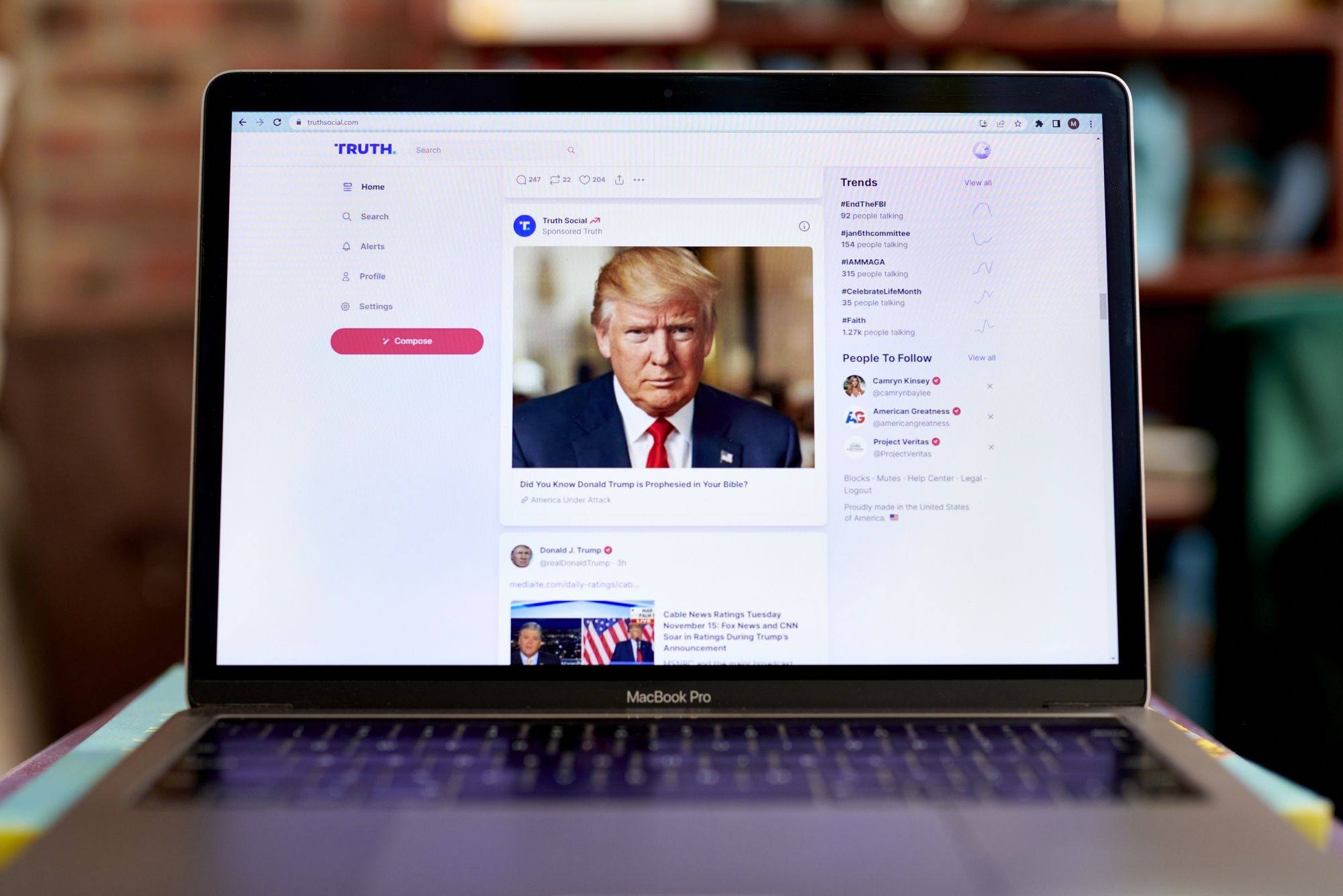 Donald Trump’s Truth Social website. Photo: Bloomberg