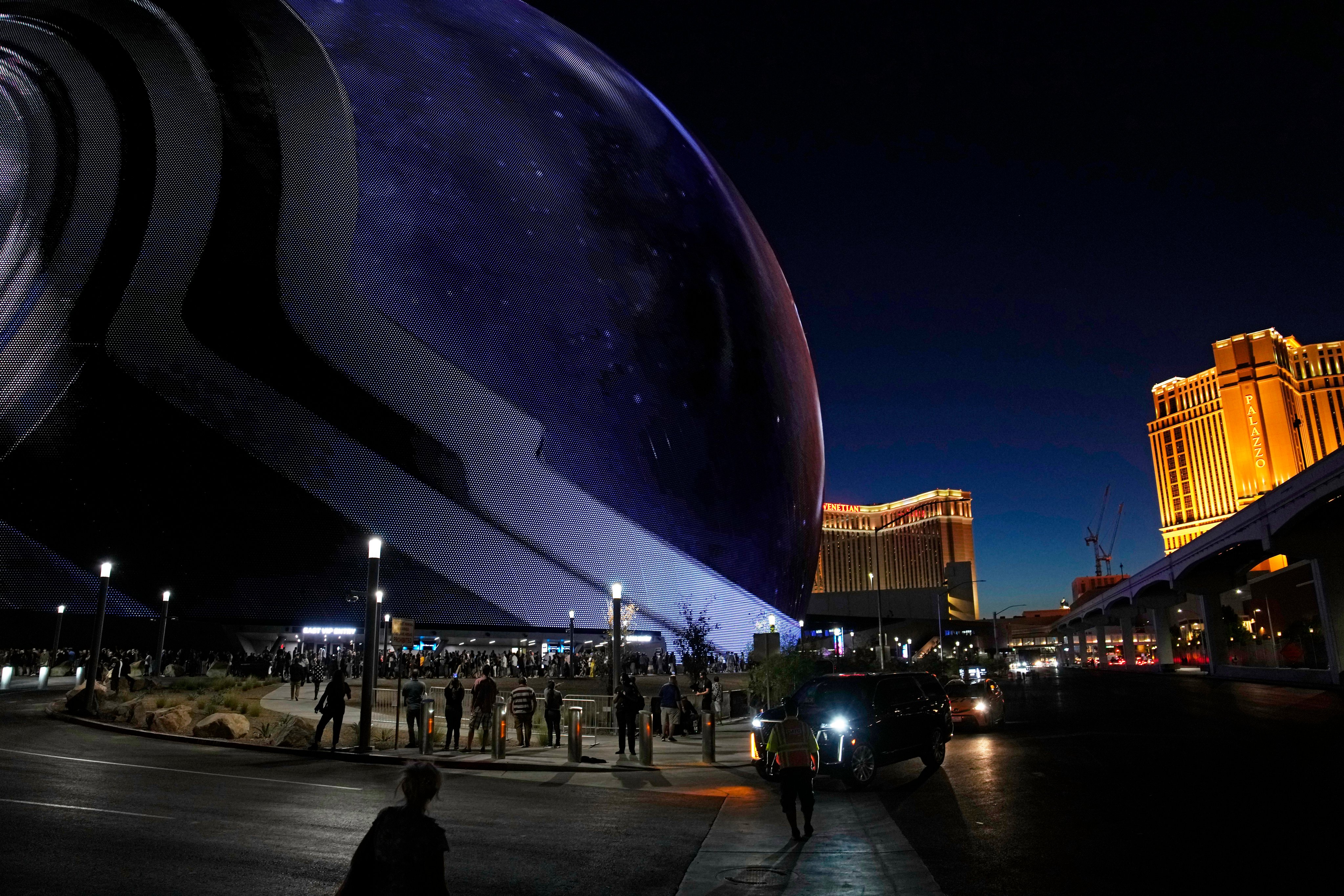 People arrive during the opening night of the Sphere on September 29 in Las Vegas. Photo: AP