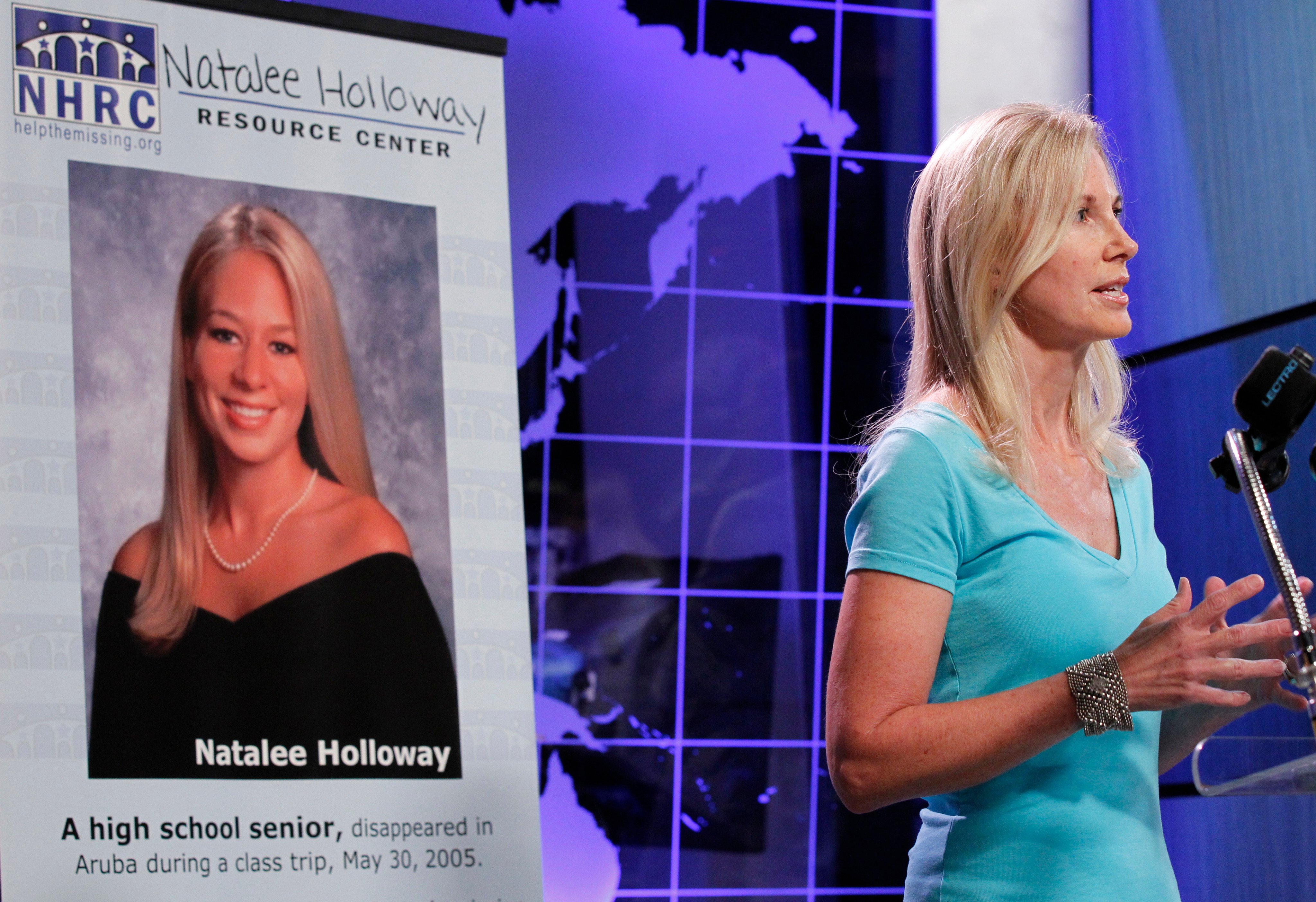 Beth Holloway, mother of Natalee Holloway, speaks during the opening of the Natalee Holloway Resource Centre at the National Museum of Crime & Punishment in Washington in June 2010. Photo: AP