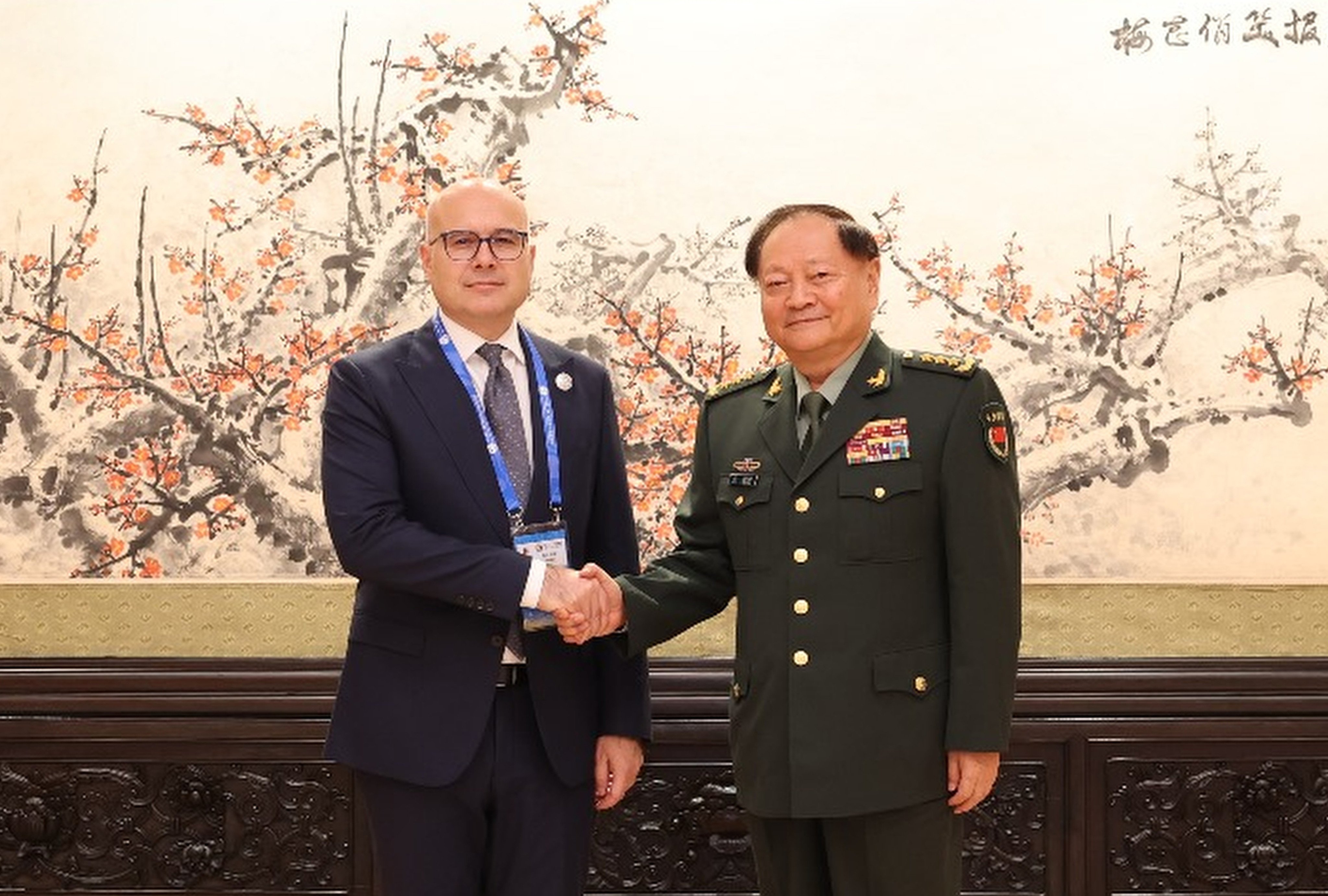 China’s Central Military Commission’s first vice-chairman, General Zhang Youxia (right), meets Serbian Deputy Prime Minister and Defence Minister Milos Vucevic on Tuesday in Beijing. Photo: Handout