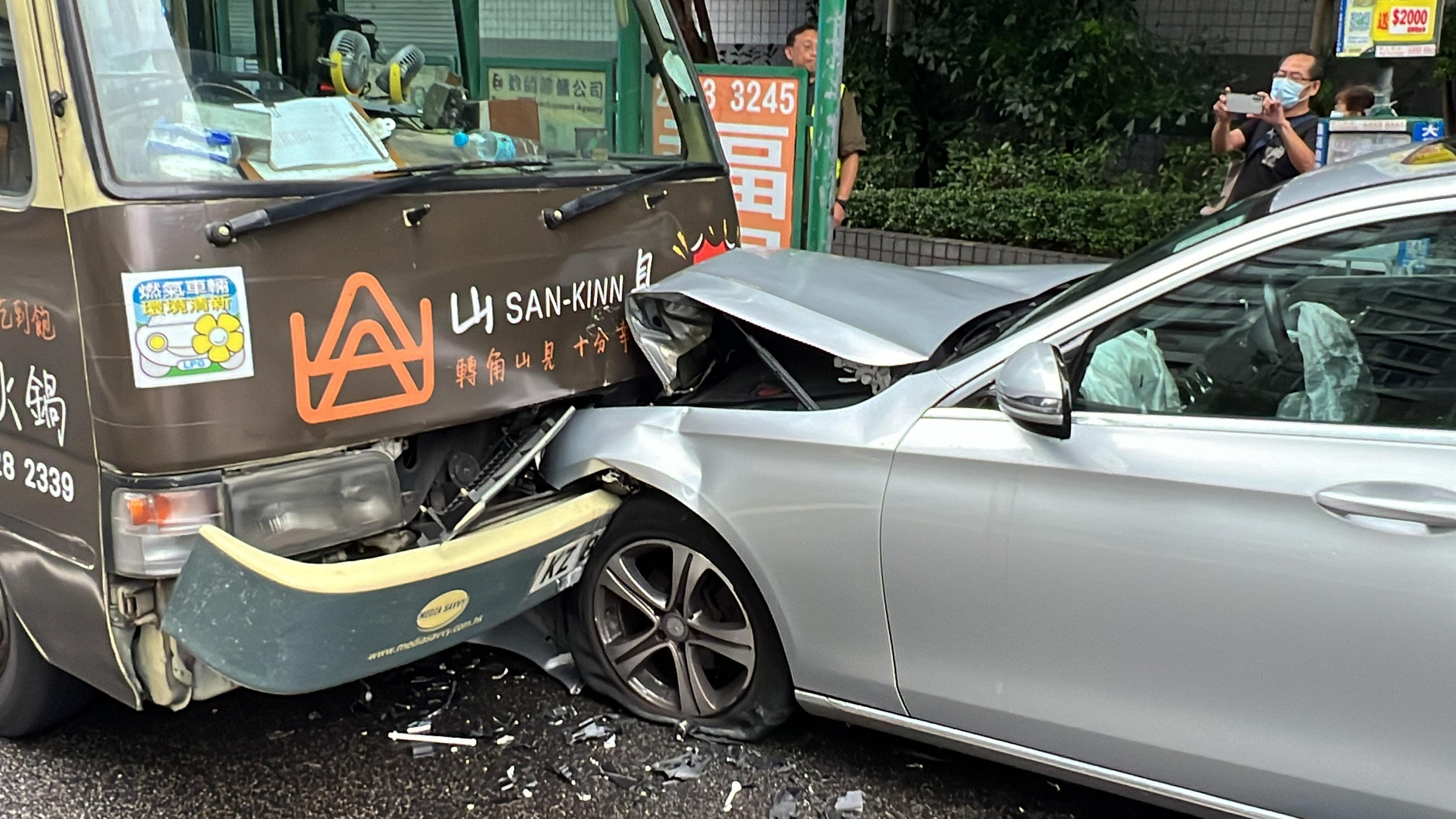 The front of the Mercedes-Benz was seriously damaged in the incident. Photo: Handout