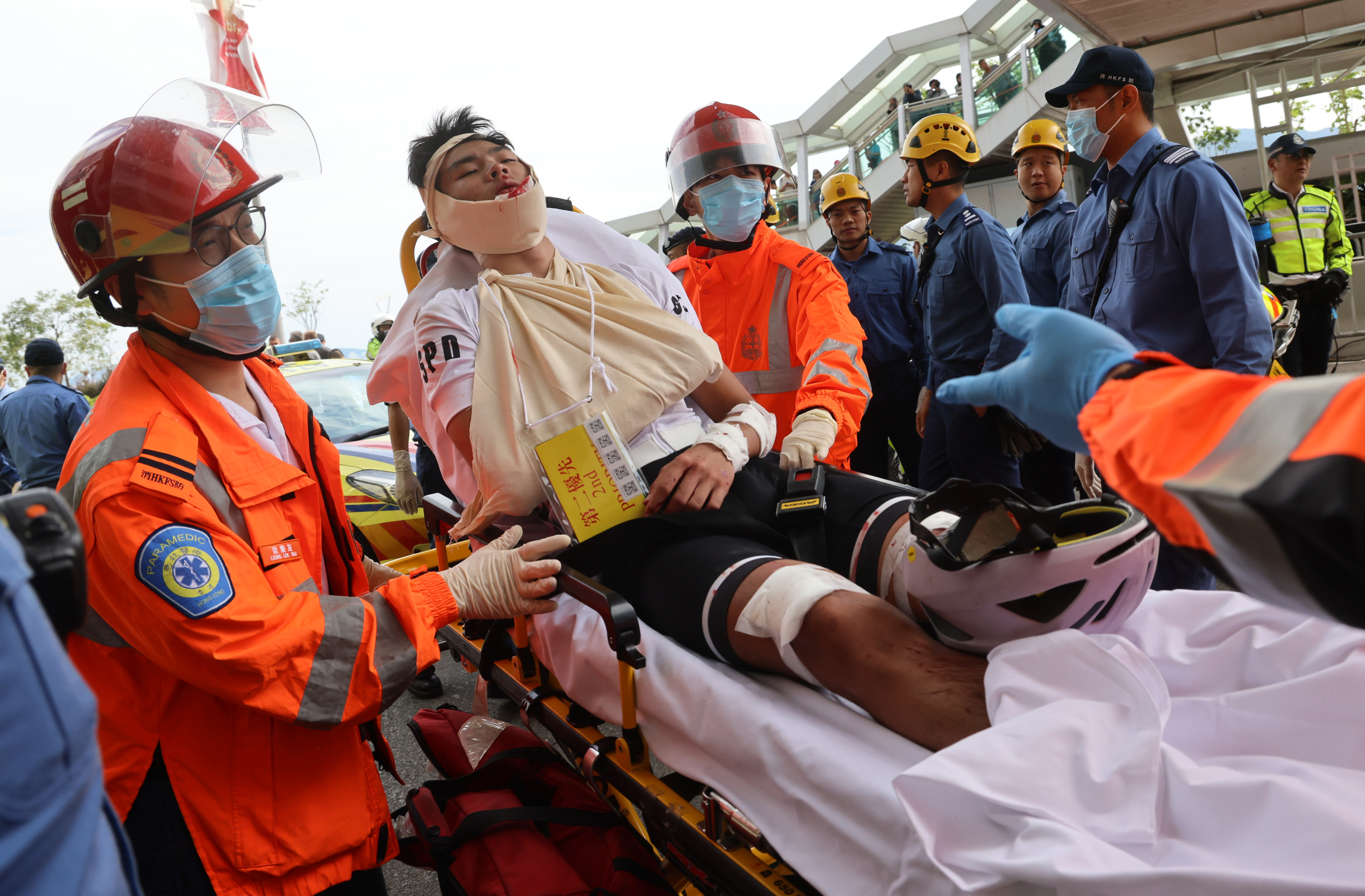 Injured riders were sent to hospital after Sunday’s accident. Photo: Dickson Lee