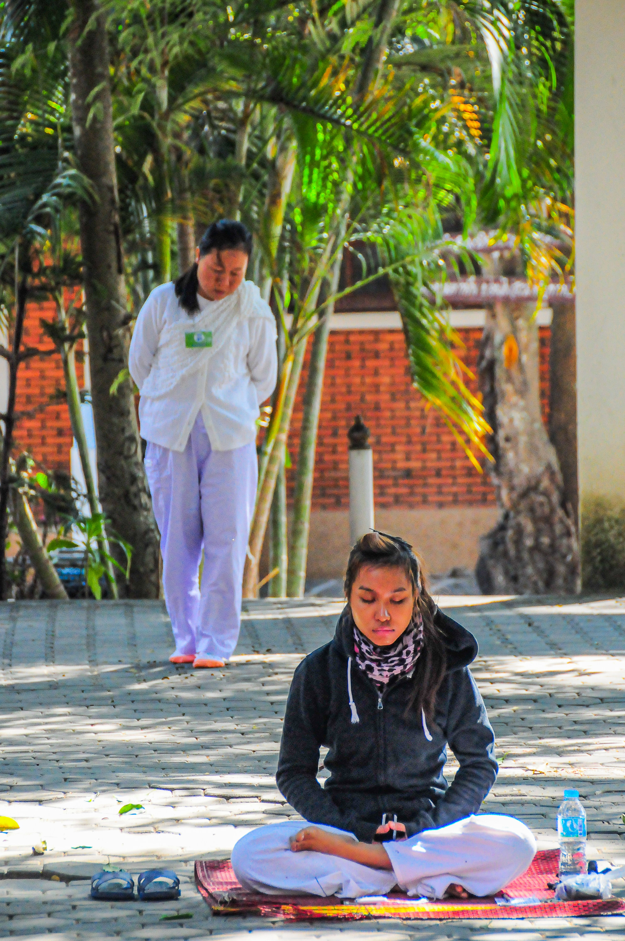 At Wat Ram Poeng in Chiang Mai, Thailand, students practise walking and sitting meditation. Photo:  Ron Emmons