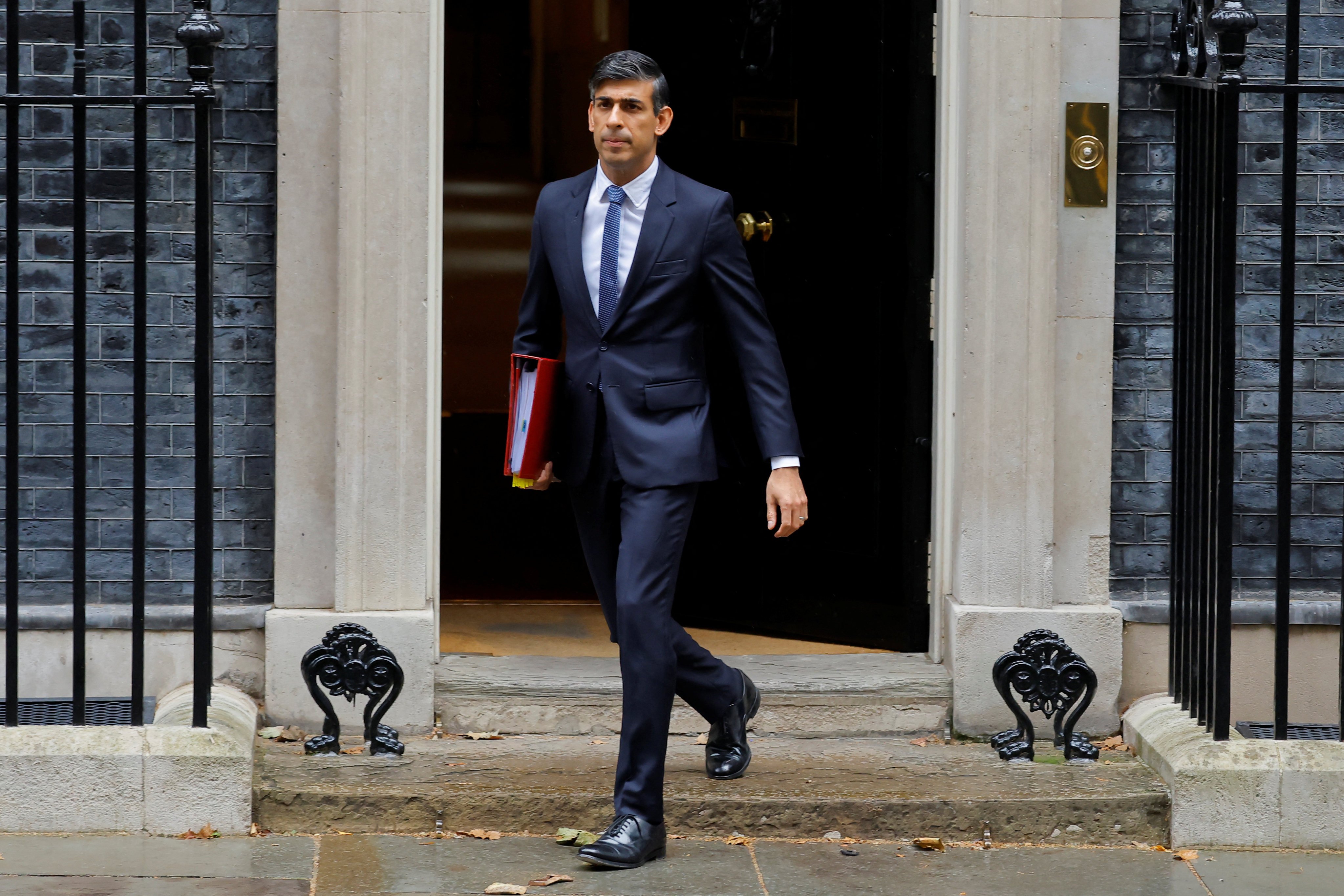 British Prime Minister Rishi Sunak leaving 10 Downing Street. Photo: Reuters