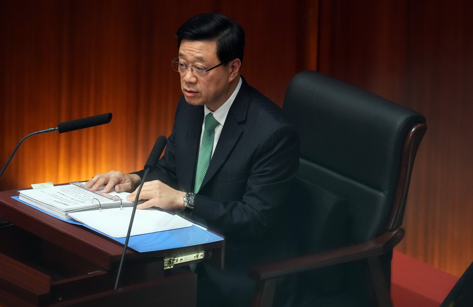 Chief Executive John Lee delivers his policy address on Wednesday. Photo: Sam Tsang