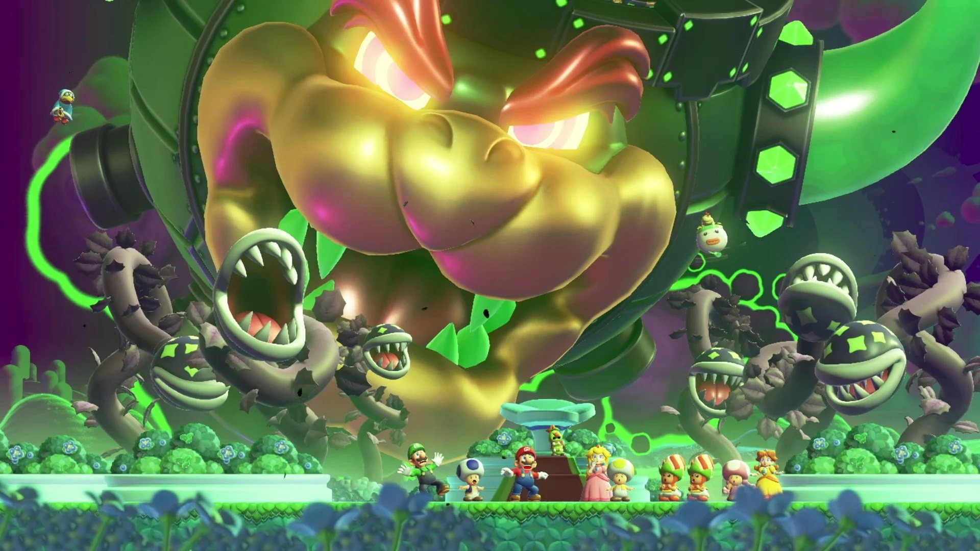 Bowser transforms himself into a heavy-metal-loving sentient castle in Super Mario Bros. Wonder, a new game on the Nintendo Switch. Photo: Nintendo